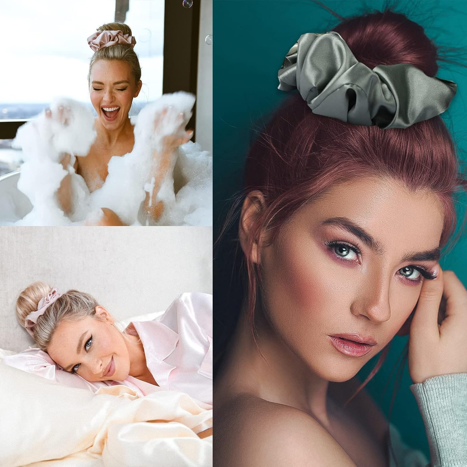 Satin Heatless Curling Scrunchie, 1Pc No Heat Scrunchie Hair Curler Ponytail Hairband,Lazy Scrunchie Hair Curler Hairband, Green image number 6