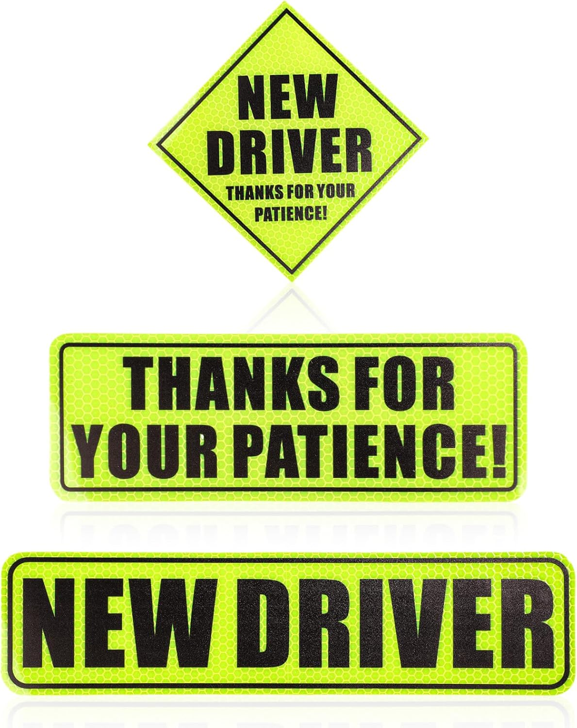 3Pcs New Driver Magnet for Car, Thanks for Your Patience Student Driver Sticker Magnetic Reflective Bumper Stickers Novice Rookie Driver Road Safety Sign New Driver Decal for Car (Green) image number 2