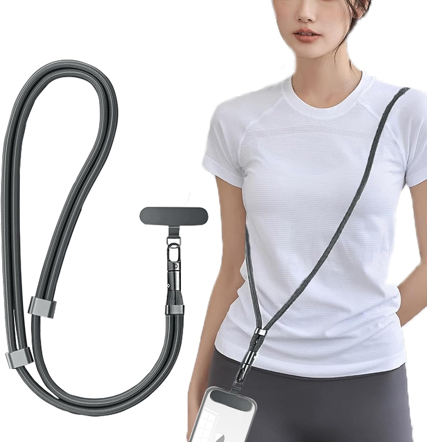 Mobile Phone Lanyard Camera Strap with Stainless Steel Clip, Crossbody or Neck Strap, Ajustable Length 45Cm-85Cm, Comfortable and Durable, Made of Soft Nylon, Compatible for Iphone, Samsung, Xiaomi