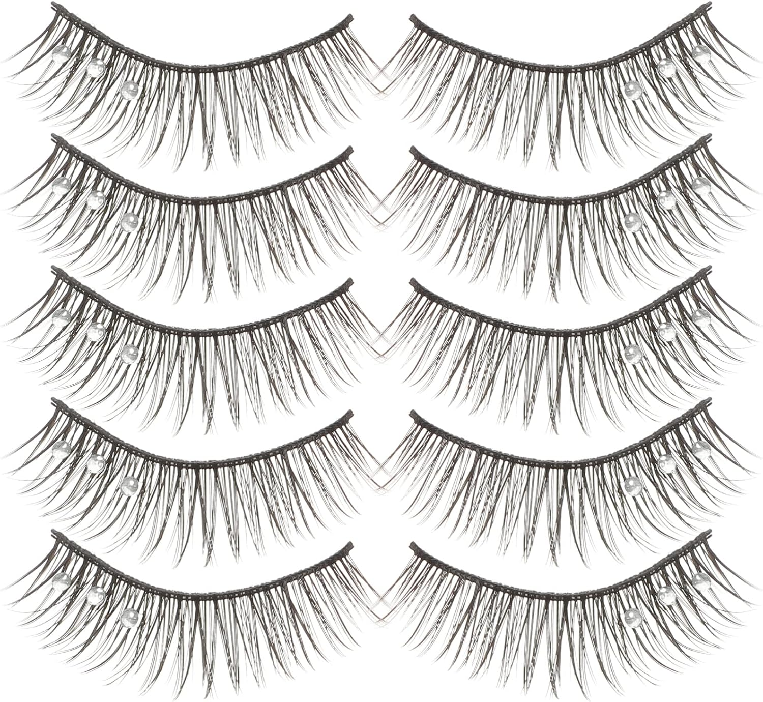 Lurrose Natural False Lashes 5 Pairs False Eyelashes Fluffy Eyelashes with Rhinestones Fake Lashes Natural Look Lashes Pesta&ntilde;as Postizas Naturales image number 6