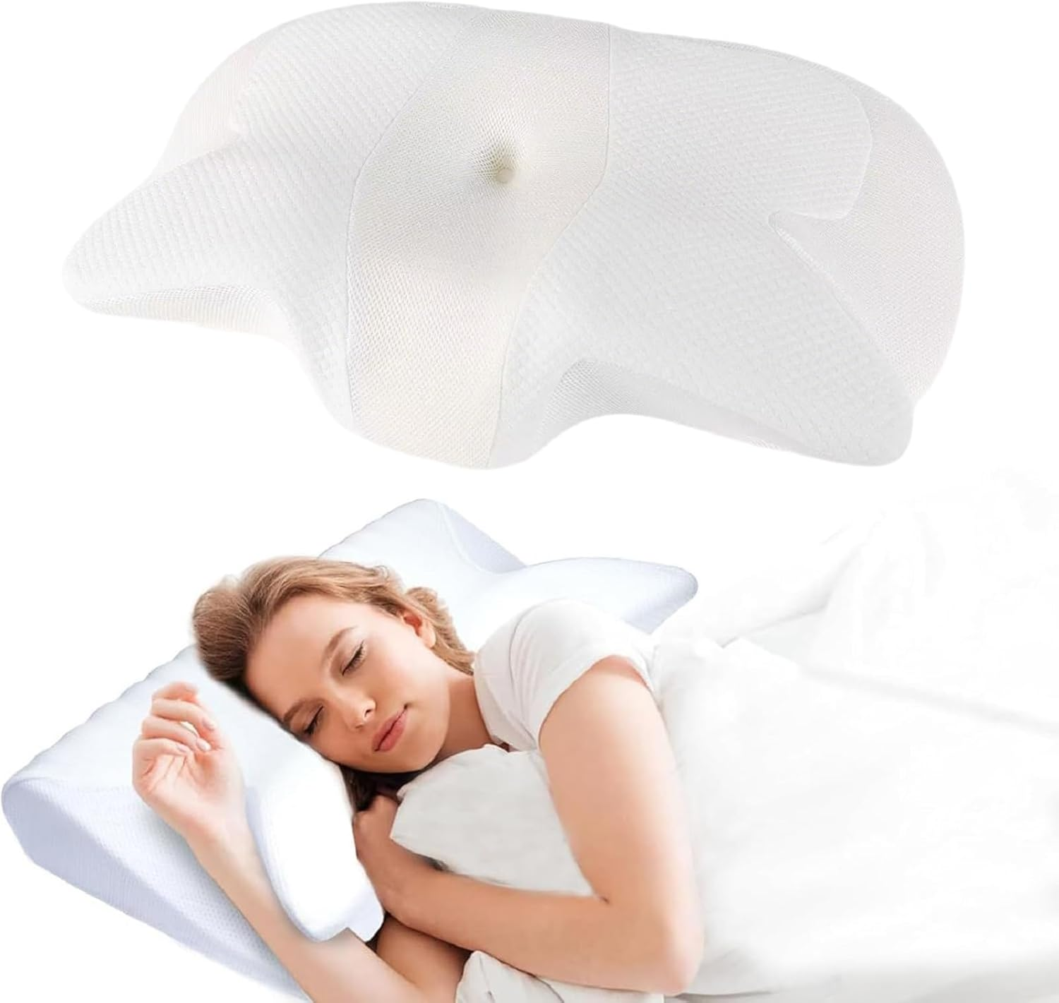 Pain Free Aussies Cervical Pillow &ndash; Ergonomic Memory Foam Contour Pillow for Neck Pain Relief, Neck & Shoulder Support &ndash; Ideal for Side, Back, and Stomach Sleepers
