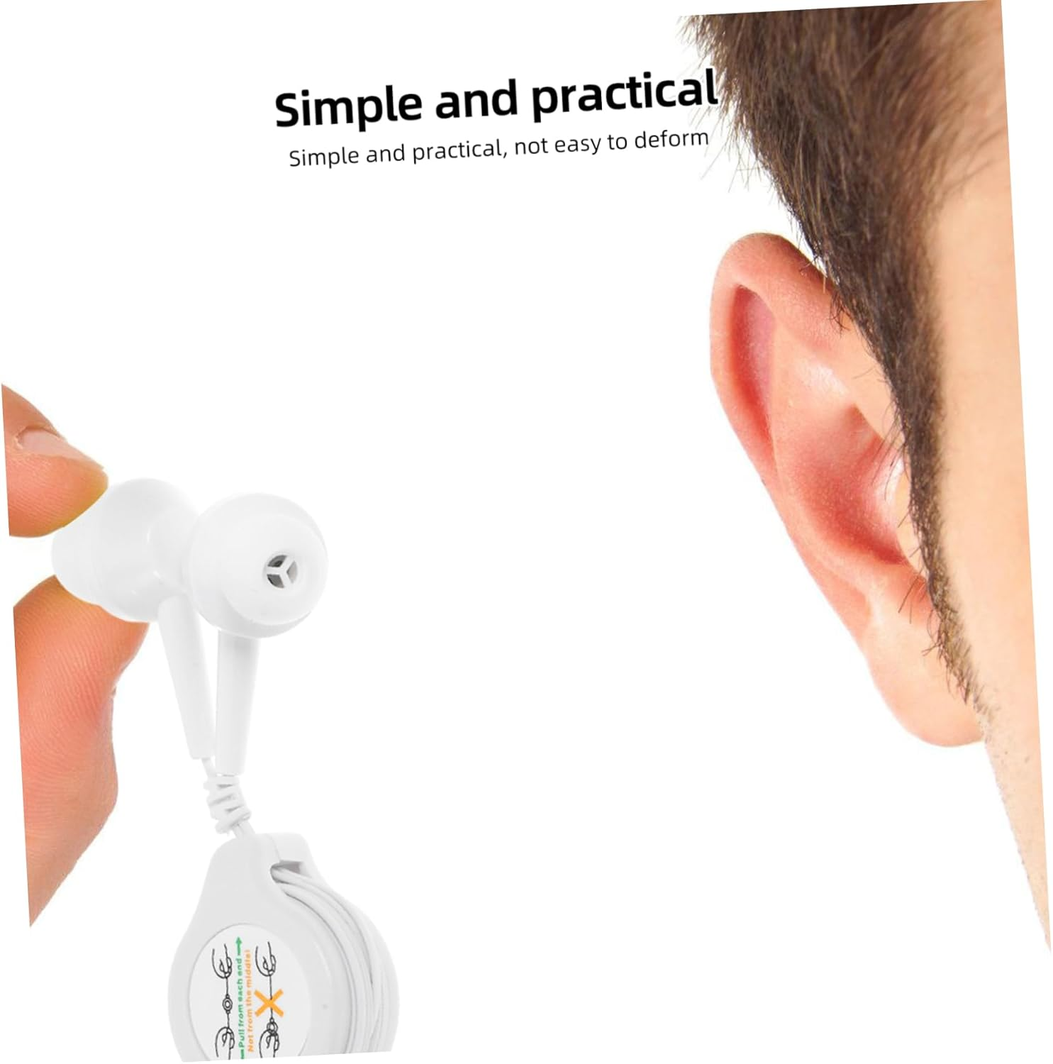 CIYODO Retractable In-Ear Earbuds Wired Headphones for Boys and Girls 3.5Mm Connector White Suitable for Mp3 Players and Digital Devices image number 5