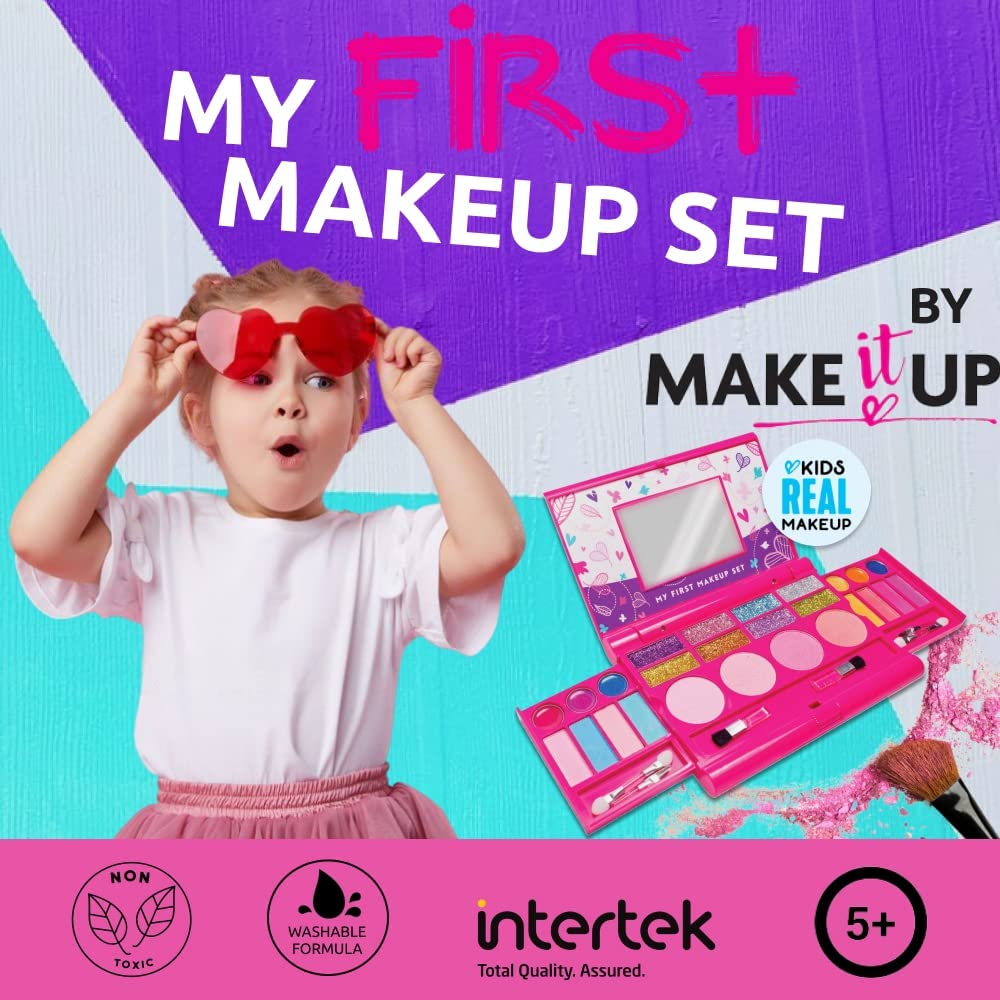 My First Makeup Set Girls Makeup Kit Fold Out Makeup Palette with Mirror and Secure Close - SAFETY TESTED- NON TOXIC image number 1
