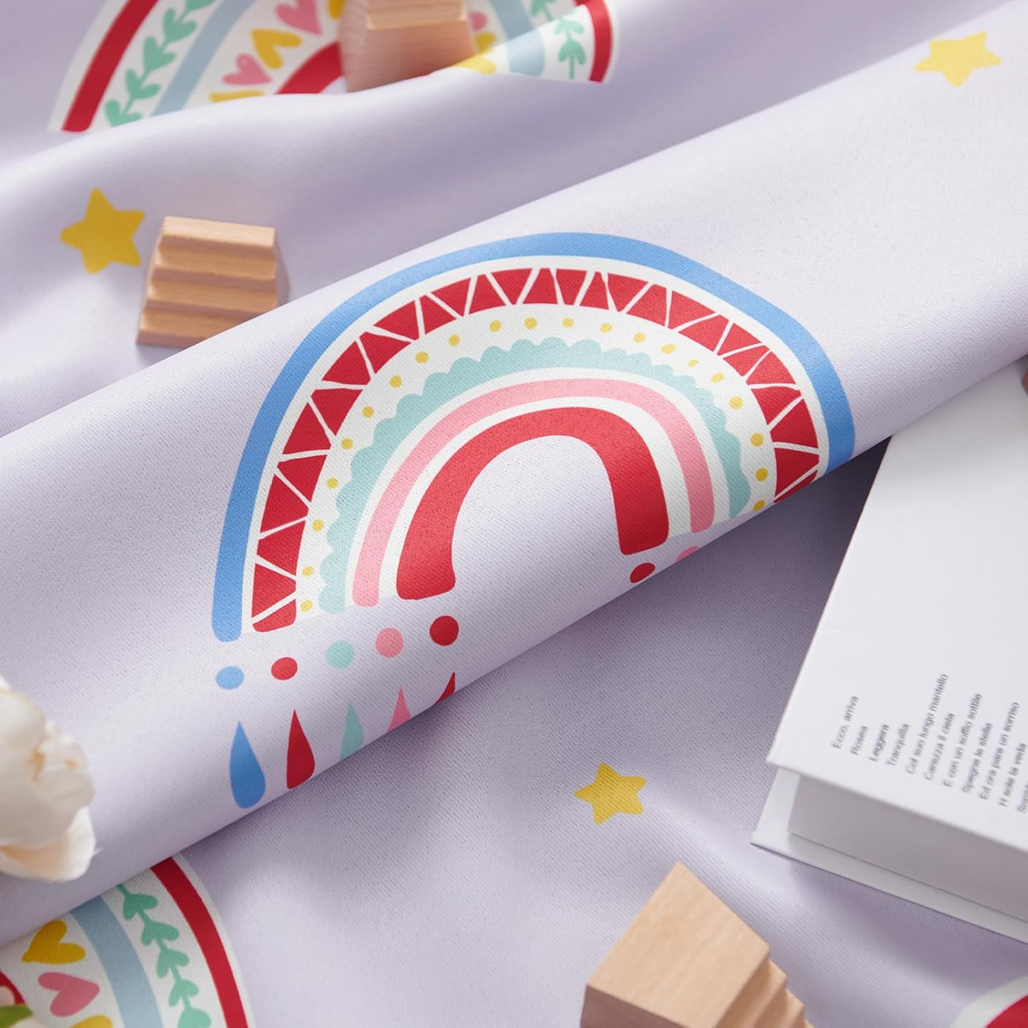 Vangao Boho Girls Blackout Curtains Purple for Kids Room 84 Inch Length, Rainbow Window Drapes for Living Room Nursery Thermal Grommet Insulated Room Darkening Curtains Bedroom, 2 Panels image number 2