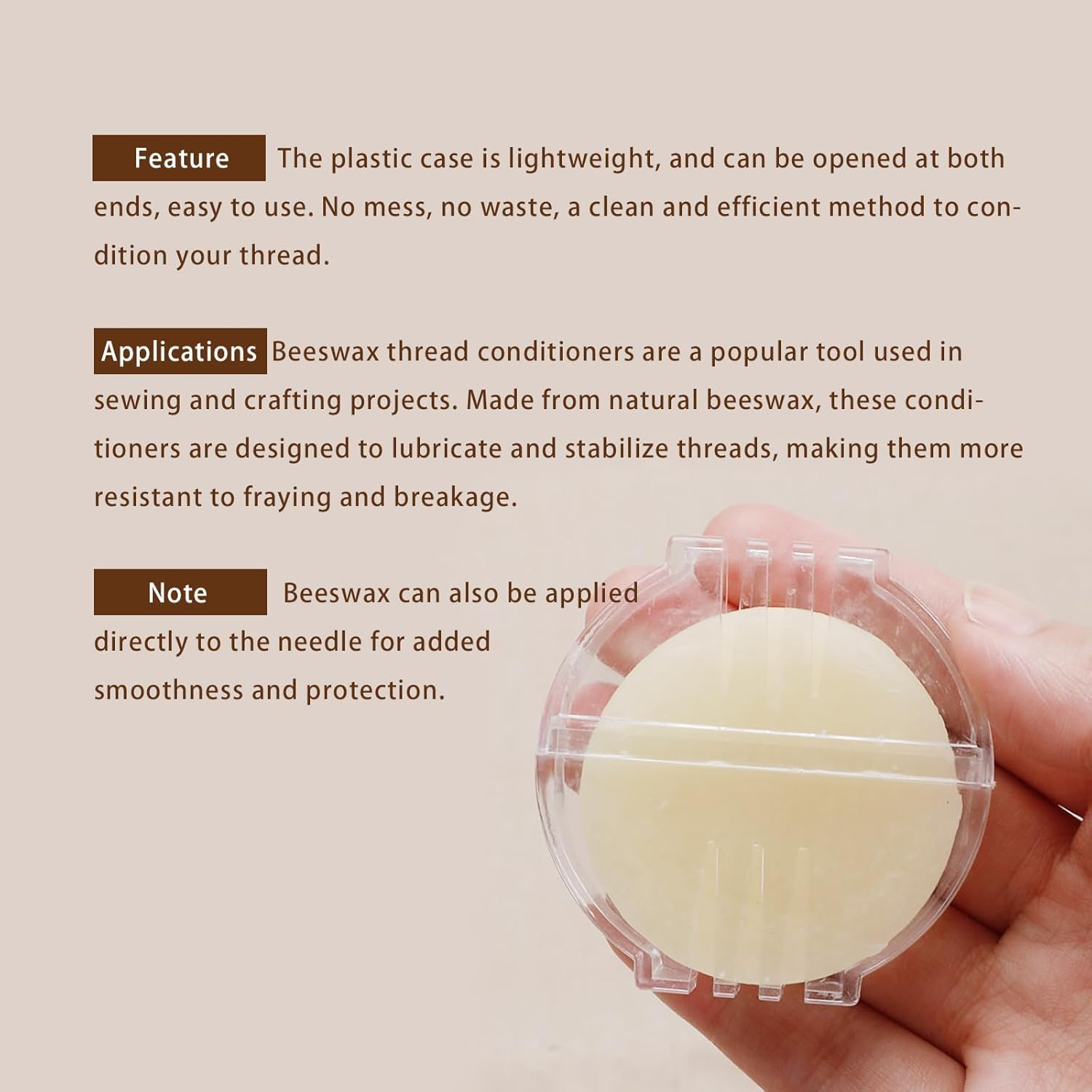 4PCS Beeswax for Thread, Sewing Thread Wax Conditioner with Plastic Box - Strengthening Wax for Hand Sewing, Quilting, Embroidery & DIY Tools image number 1