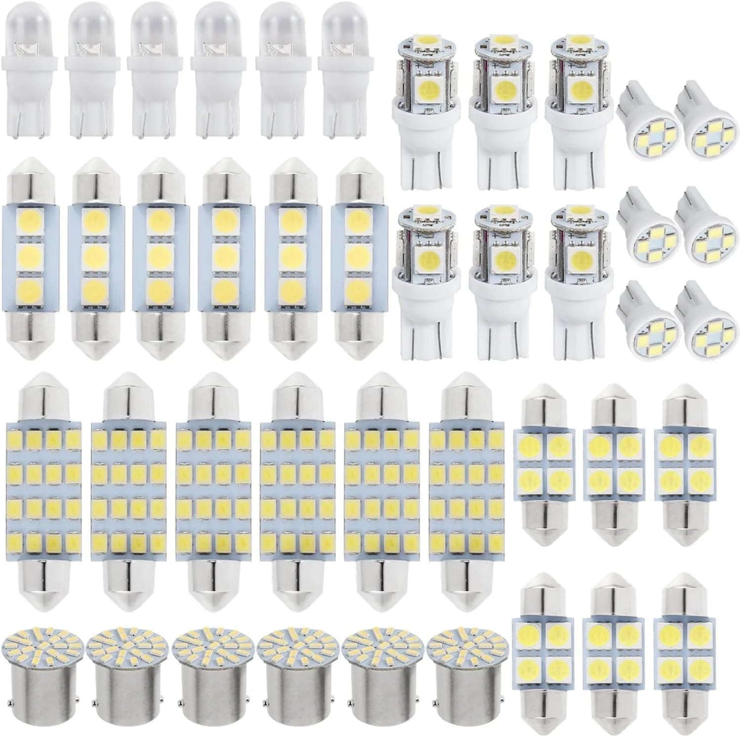 Slzhds 42 Pcs Car Led Lights Interior, Car Led Bulb Set Kit, T10 Led Bulb, W5W LED, 6000K 12V T10 168 2825 W5W 921 LED Kit for Car Vehicle Map Dome Door Trunk License Plate Bulb image number 6