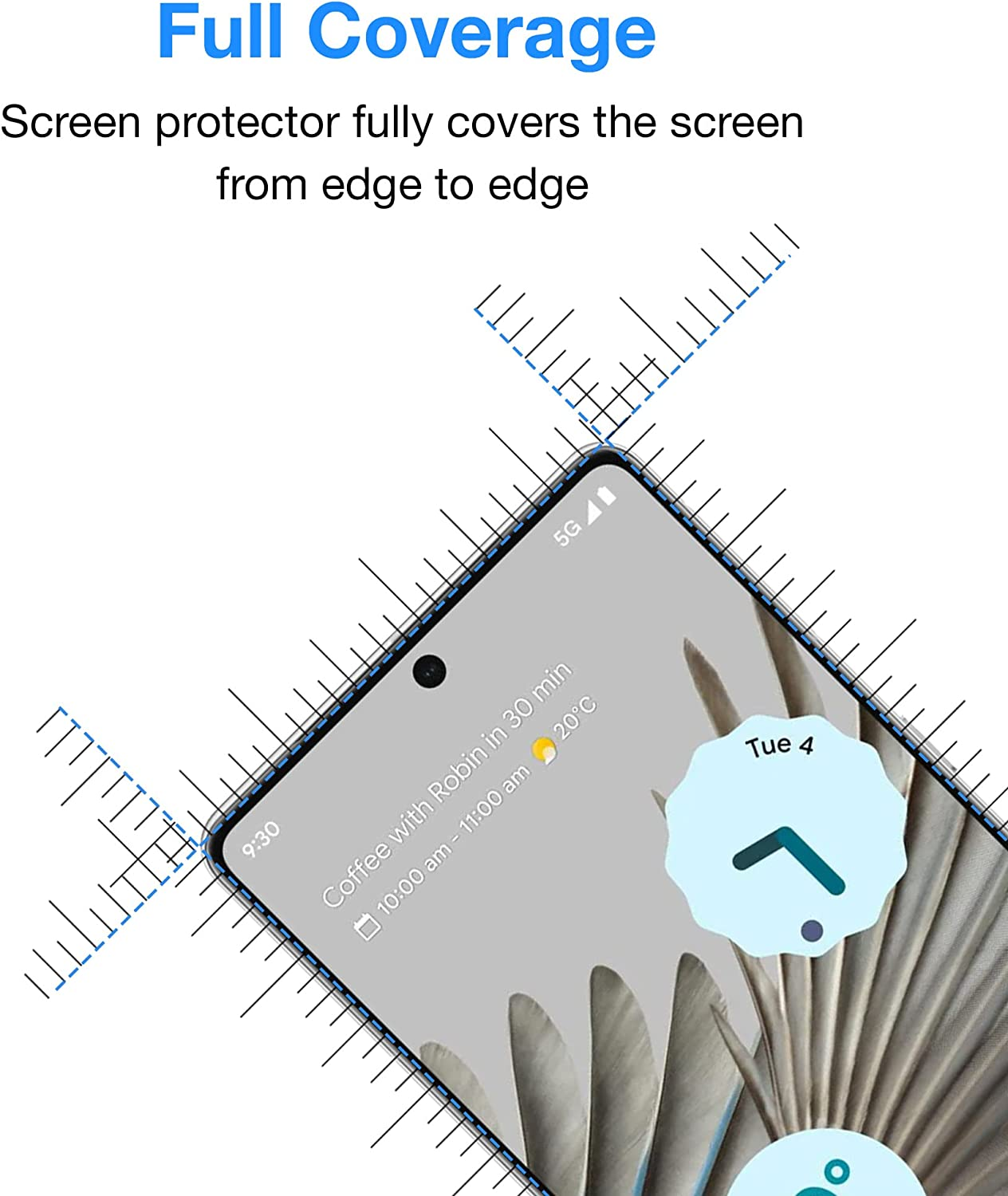 MEZON [2 Pack] Full Coverage Tempered Glass for Google Pixel 7 Pro (6.7") - Crystal Clear Premium 3D Edge 9H HD Screen Protector (Pixel 7 Pro, 9H Full) image number 5