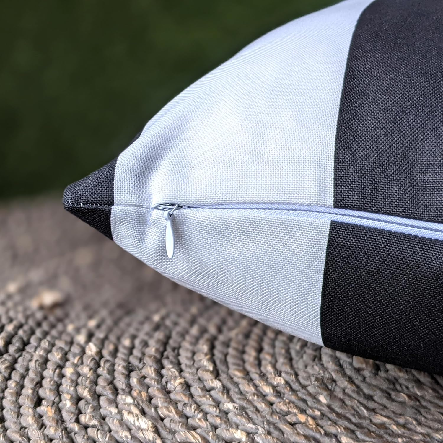 Rockin Cushions Black and White Stripe Outdoor Slipcovers, Compatible with IKEA HAVSTEN image number 1