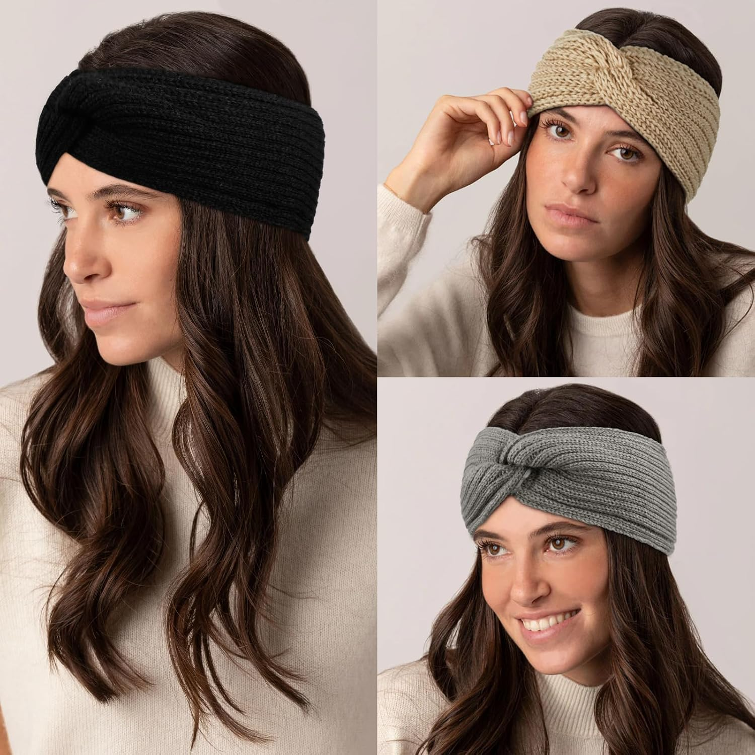 Pack of 6 Women'S Winter Headbands, Wide Knitted Girls Women Warm Ear Warmers Headbands, Twist Knitted Hair Band, Thick Elastic Winter Hair Bands, Headband, Hair Accessories, Headband Headwrap image number 3