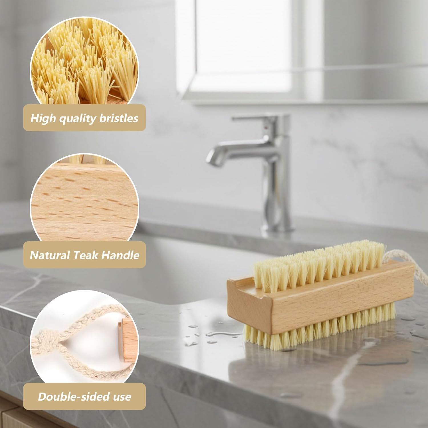 2 Pcs Durable Double-Sided Nail Brush with Ergonomic Handle for Fingernail and Toenail Cleaning, Ideal for Footwear and DIY Projects &ndash; Ermaoo image number 4