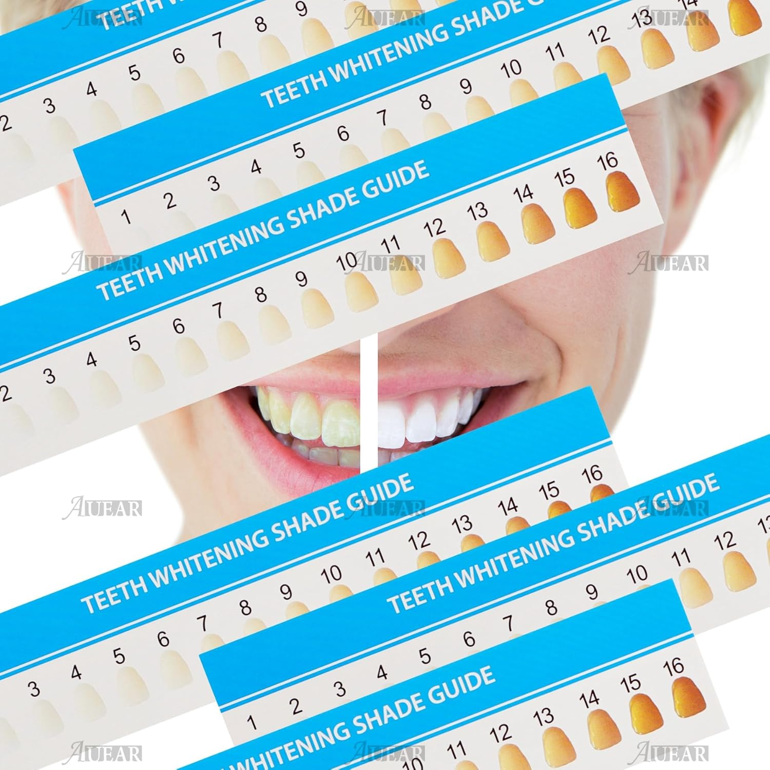 AUEAR, 20 Pack Teeth Shade Guide Teeth Whitening Shade Chart Tooth Color Cards White image number 2