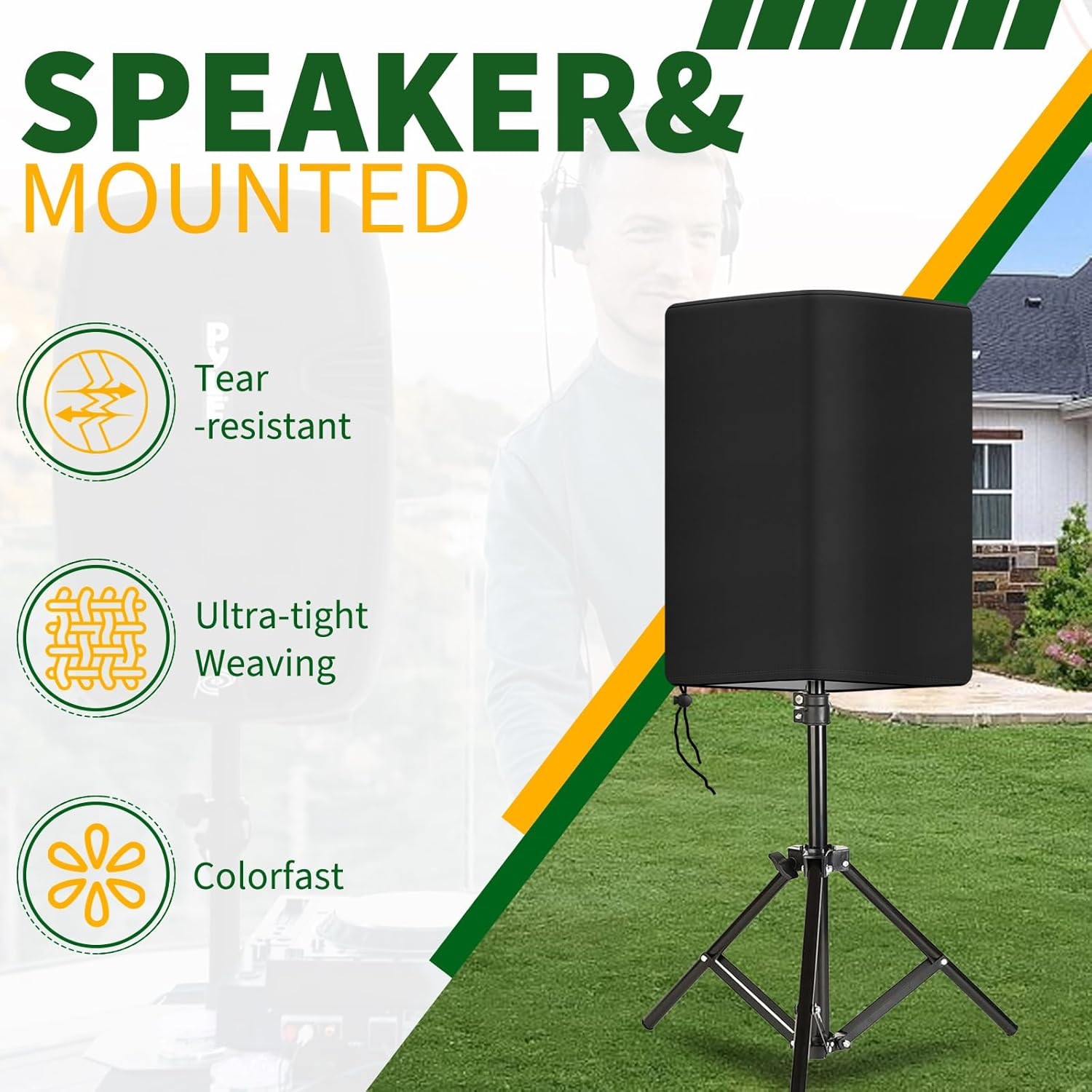 Speaker Cover, Heavy Duty Outdoor Speaker Covers Waterproof 12 Inch PA/DJ Powered Speaker Mounted on Stand Dust Cover (19"L X 20"W X 30"H) image number 5