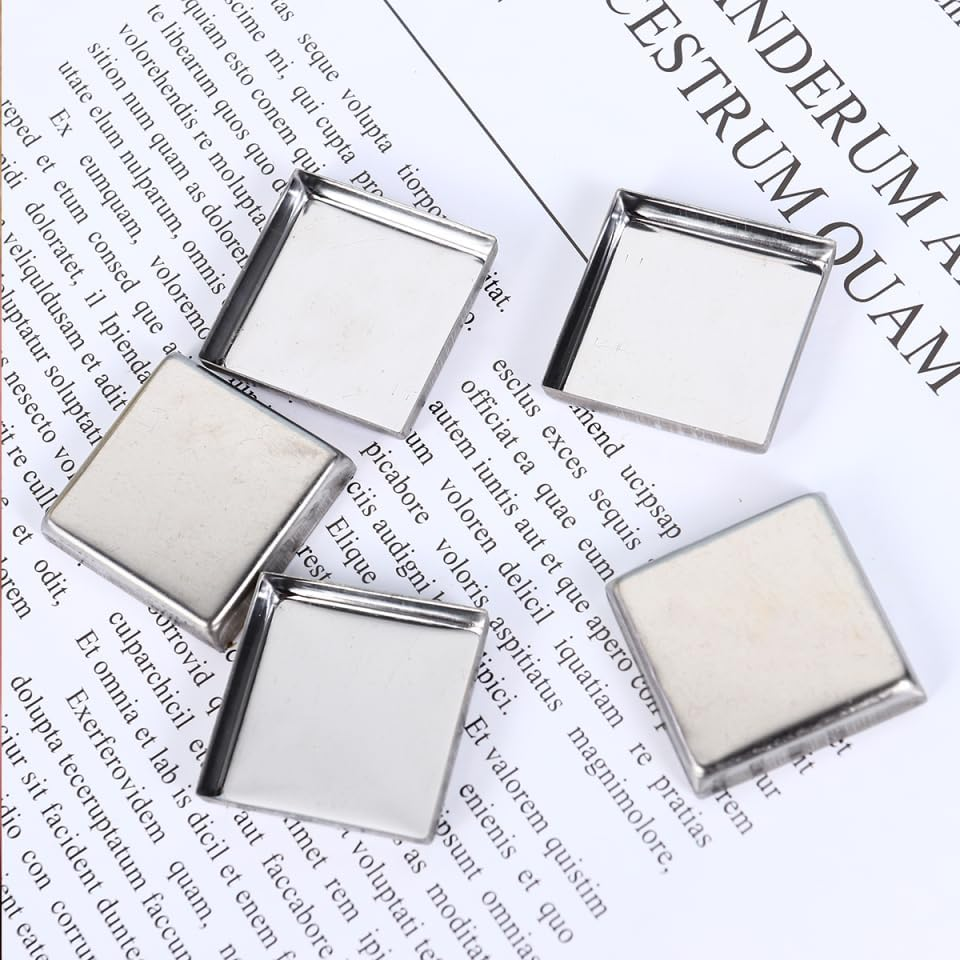 Minkissy 60Pcs Square Empty Metal Pans for DIY Eyeshadow Blusher Pressed Powder Makeup Plates for Crafting Cosmetics for Women Girls image number 6