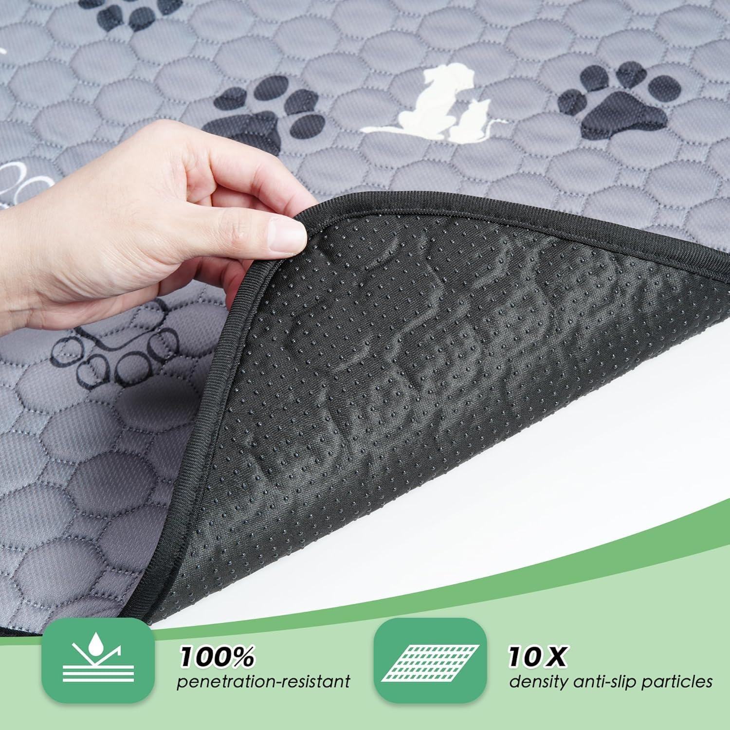 Washable Pee Pads for Dogs, 4 Pack Absorbent Reusable Training Dog Pads Pet Puppy Pads, Non-Slip Potty Pads for Whelping, Playpen, Crate, Bed, Grey 18"X24" image number 5