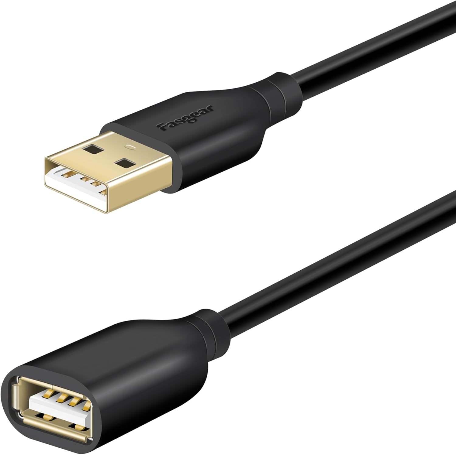 Fasgear [1.8M] USB 2.0 Extension Cable - Type a Male to Female USB Extender Cord for Printer, Xbox Kinect, Playstation, Camera, Webcam, USB Headset, Security Camera (6Ft, Black)