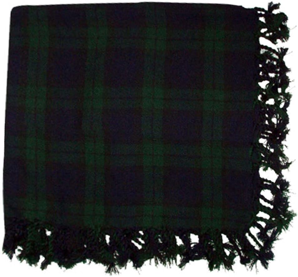New Kilt Fly Plaid Acrylic Wool Scarf Rolled Fringe Shawl in (Macleod of Lewis)