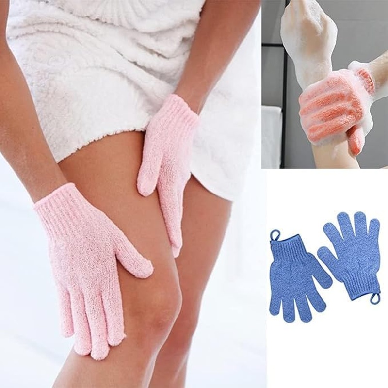 8 PCS Exfoliating Gloves, Double Sided Exfoliating Glove, Body Scrubber Shower Gloves, Dead Skin Cell Remover, Blue Pink White Purple, Nylon, 12X19Cm/4.72X7.48Inch