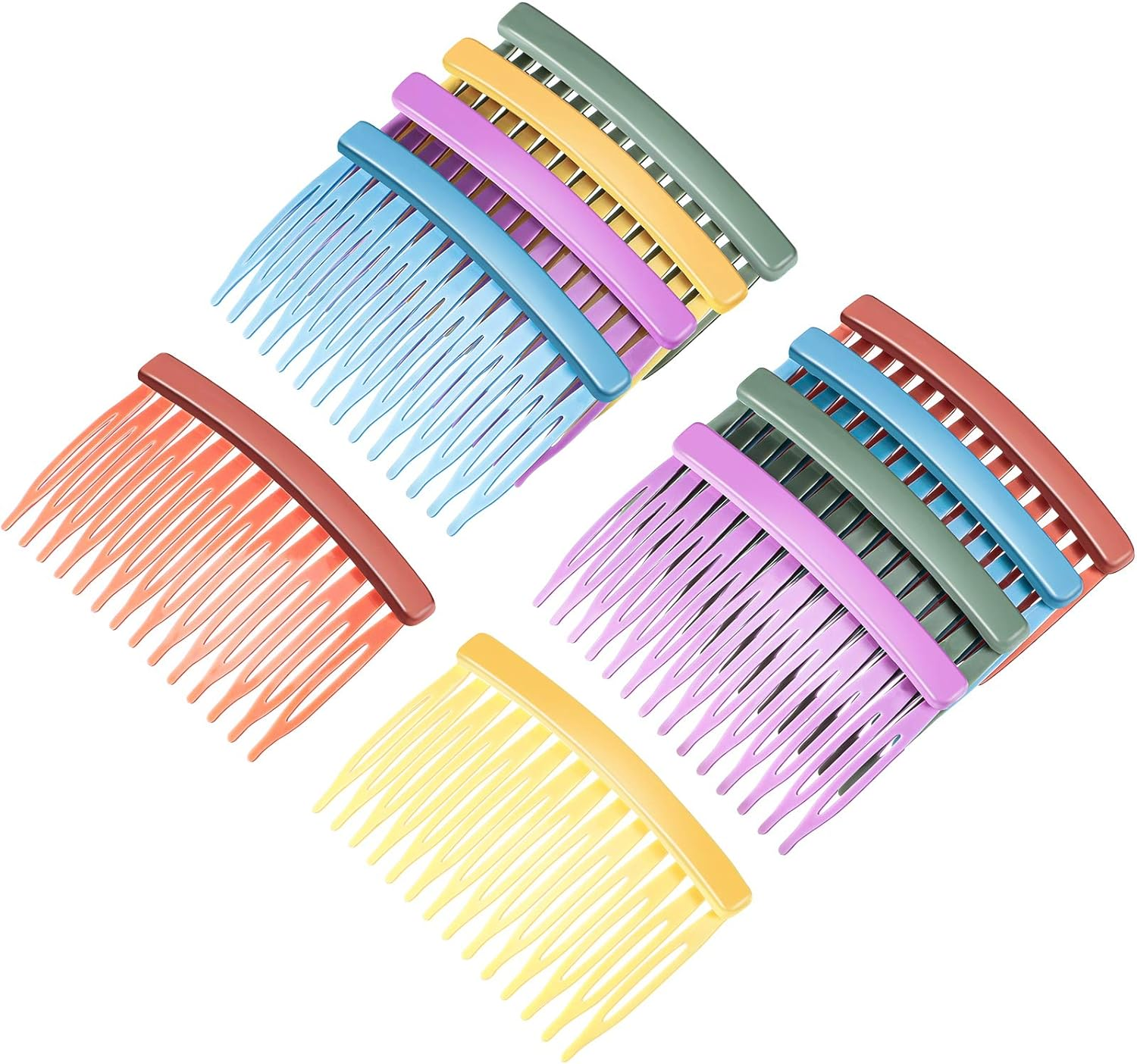 Chuangdi 10 Pcs Hair Combs for Women Accessories Colorful Hair Side Combs Decorative Solid Plastic Side Wide Teeth Combs, 14 Teeth