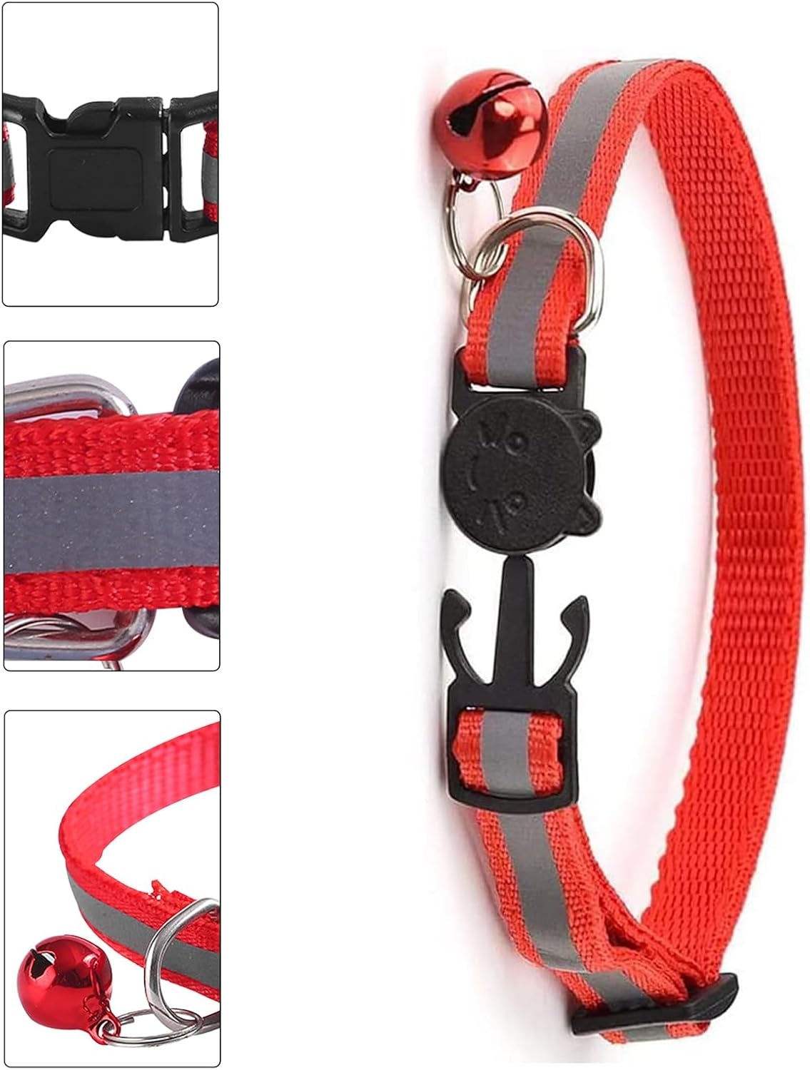Pack of 8 Reflective Cat Collars, Adjustable Collar Cat Kitten (19-32 Cm), Reflective Kitten Collars, Cat Collar, Reflective Safety Cat Collars with Quick Release image number 4