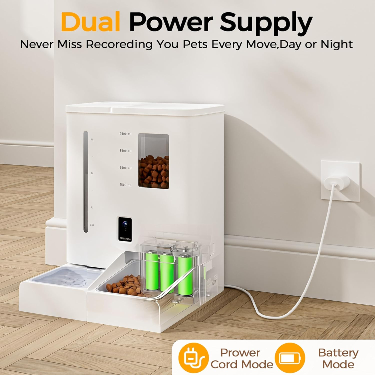 Advwin 2-In-1 Automatic Cat Feeder Waterer Set, 5G/2.4G Wifi Camera Pet Feeder with 2K HD Video and Night Vision, APP Control, Large Capacity Feeder for Cats and Small Dogs