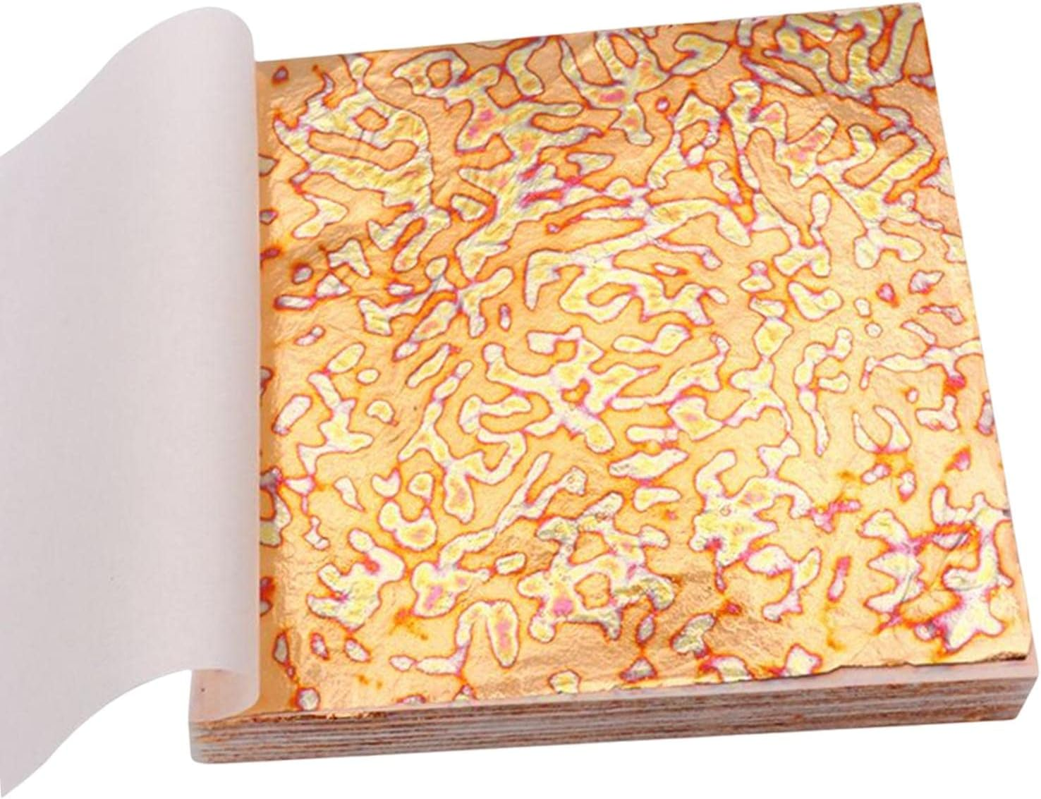 Colaxi Variegated Gold Leaf Sheets Decoration Patterned 50 Sheets Multipurpose Colored Imitation for Makeup Handcrafts Paintings Home Furniture , Style A