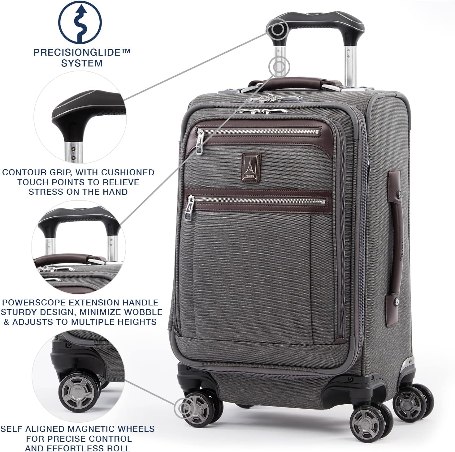 Travelpro Luggage Platinum Elite 20" Carry-On Expandable Business Spinner W/Usb Port - Vintage Grey image number 5
