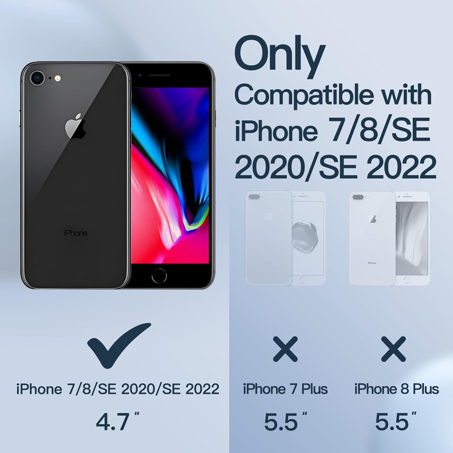 Jetech Silicone Case for Iphone SE 3/2 (2022/2020 Edition), Iphone 8 and Iphone 7, 4.7-Inch, Silky-Soft Touch Full-Body Protective Case, Shockproof Cover with Microfiber Lining (Cobalt Blue) - Black image number 5