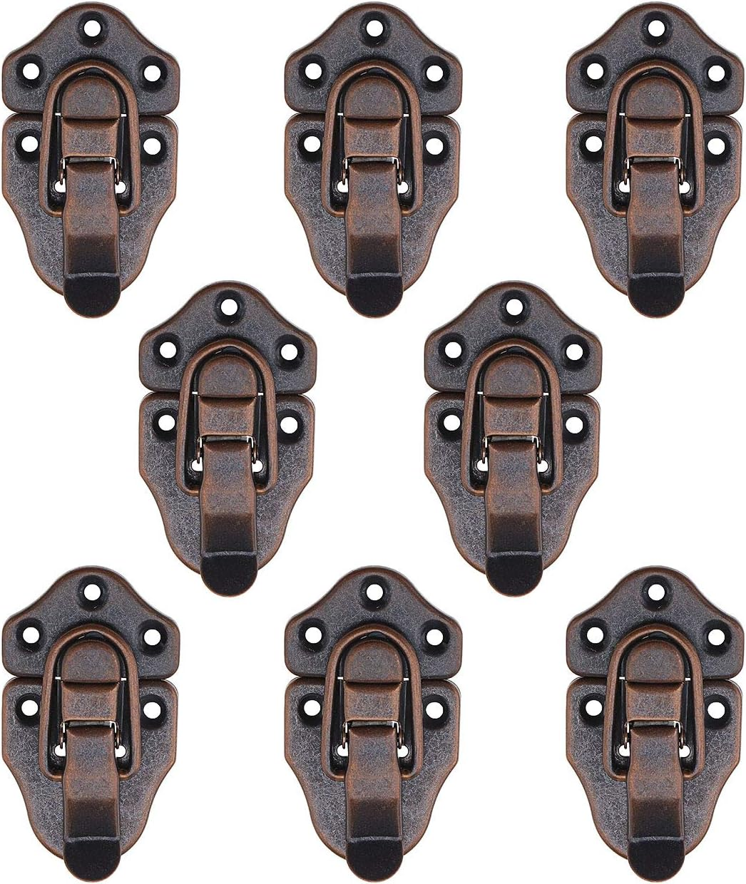 Emsea 8Pcs Box Case Latch Hasp, Retro Style Metal Duckbilled Box Lock Toggle Cabinet Catch (Antique Copper)