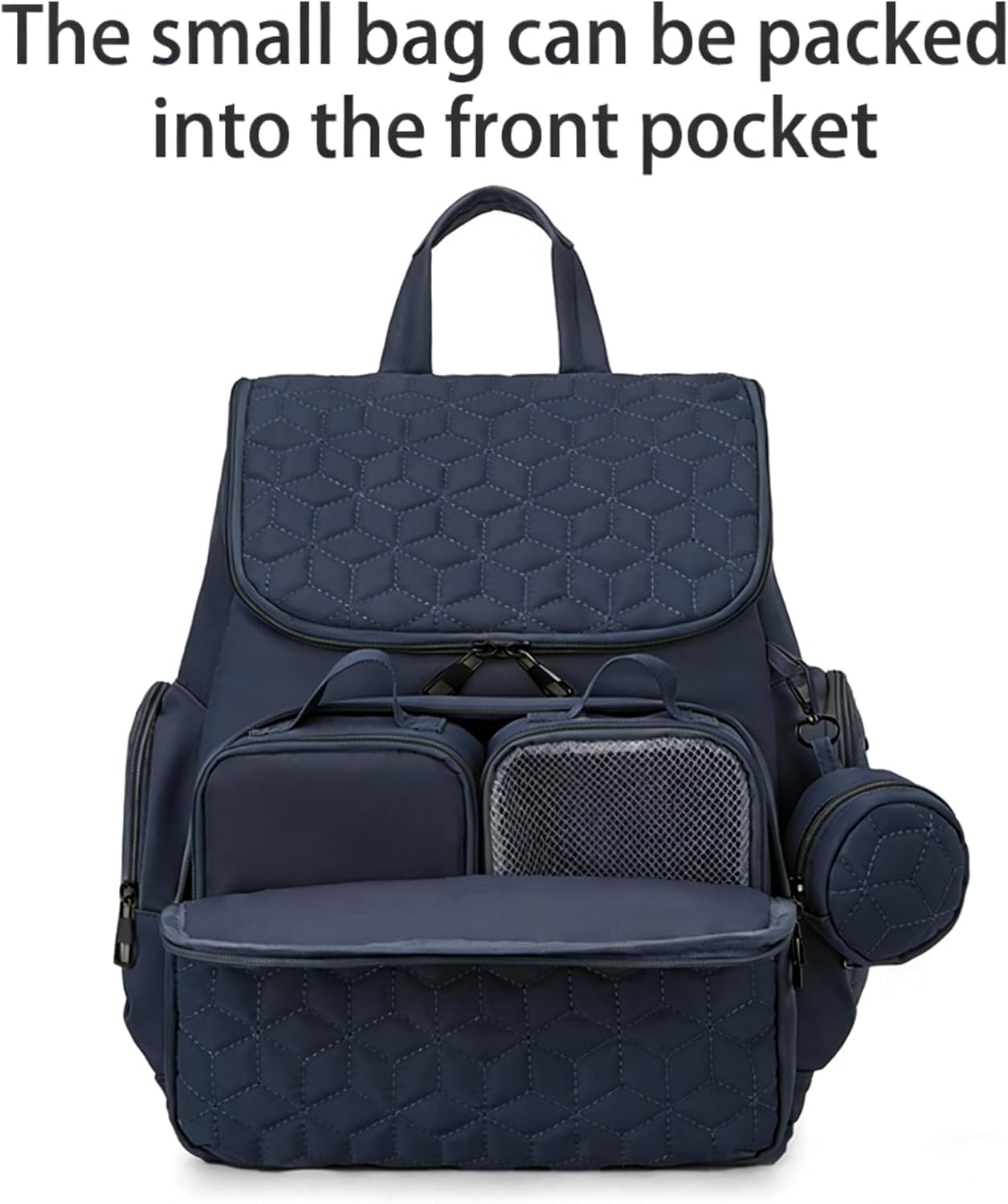 Five-Piece Diaper Bag Backpack, with Diaper Changing Table, 3 Storage Bags, Baby Essentials Bag, Male and Female Baby Travel Backpack, Multifunctional Waterproof Handbag for Newborns(Blue) image number 2