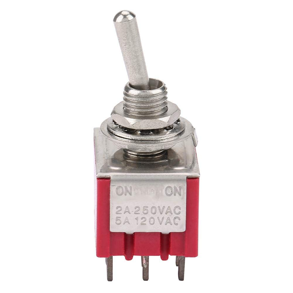 2 Position Toggle Switch, 5Pcs ON-ON 2 Position Toggle Switch 3PDT 9 Pin 6Mm 2A/250VAC 5A/120VAC image number 6