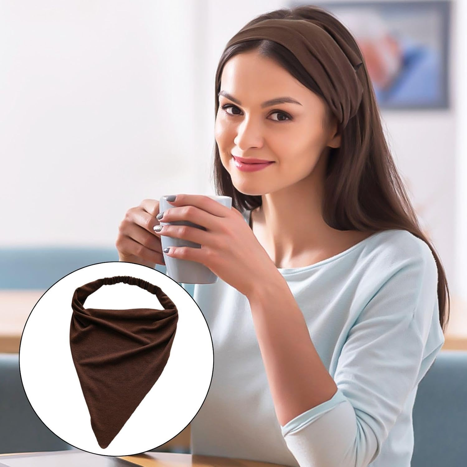 YSDYY 8 Triangular Scarves in Bohemian Style, Elastic Hair Straps, Non-Slip-Coloured Hair Accessories, Outfit Accessories image number 3