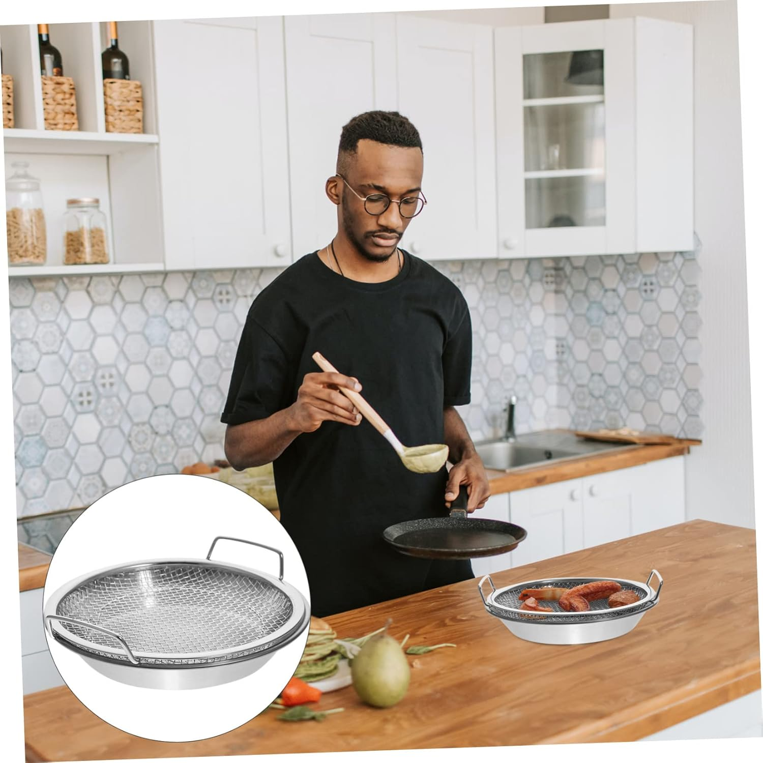 CIYODO Fried Foods Plate Drain Rack Snack Storage Tray Stainless Steel Food Holder Barbecue Plate image number 4