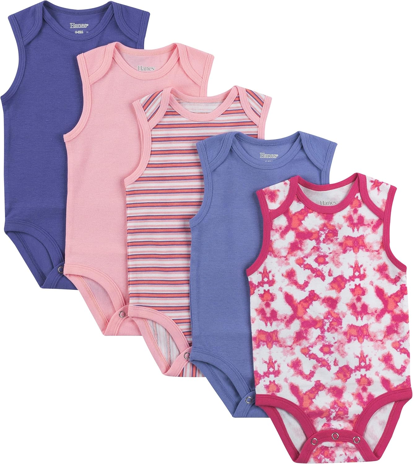 Hanes Unisex-Baby Hanes Baby Bodysuits, Ultimate Flexy Sleeveless for Boys & Girls, 5-Pack