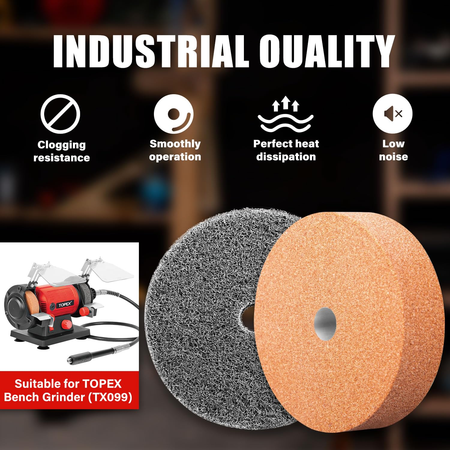 TOPEX 2-Piece Bench Grinder Grinding Wheels for TOPEX 120W Bench Grinder (TX099)