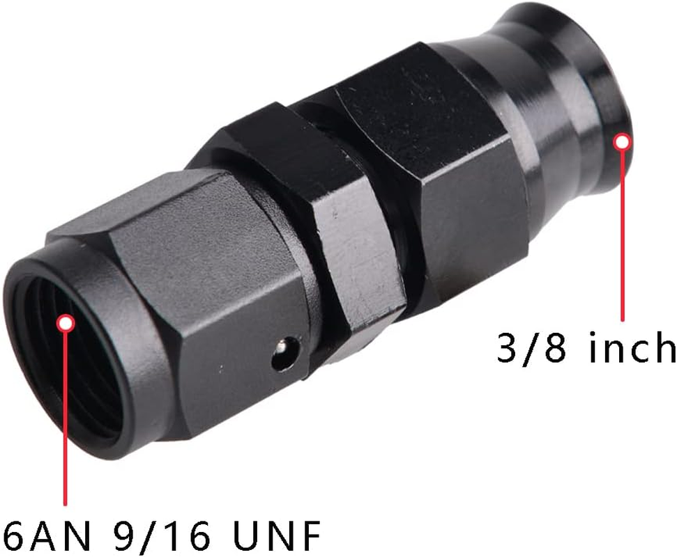 6AN Female Flare to 3/8" Fuel Hardline Tube Fitting Adapter Aluminum Black 2Pcs image number 3