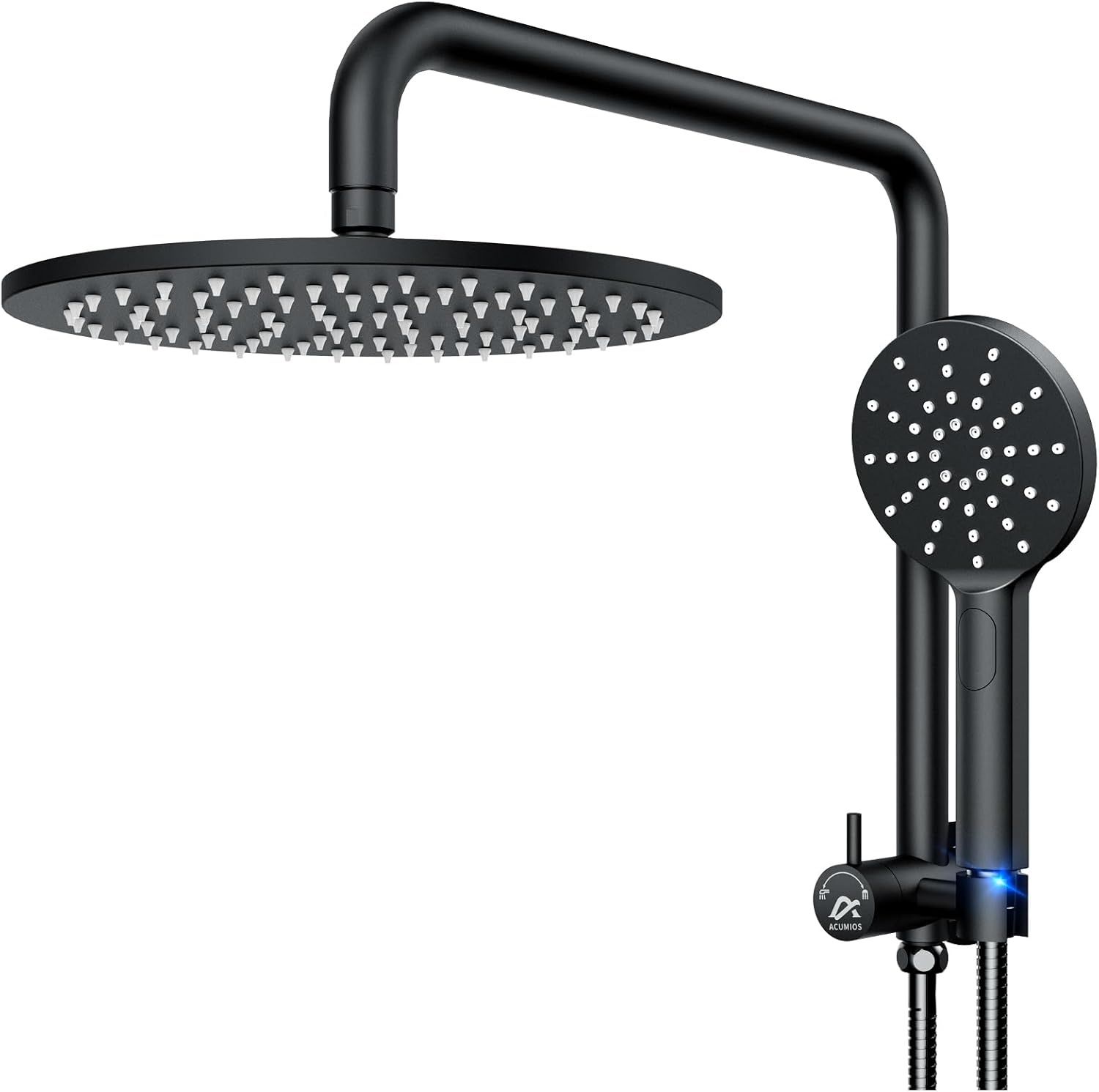 Acumios Luxury 10" Rain Shower Head Set, 2-In-1 Bathroom Shower System with 8Mm Thick Overhead and Stainless Steel Handheld, WELS Certified (Brushed Gold) image number 4