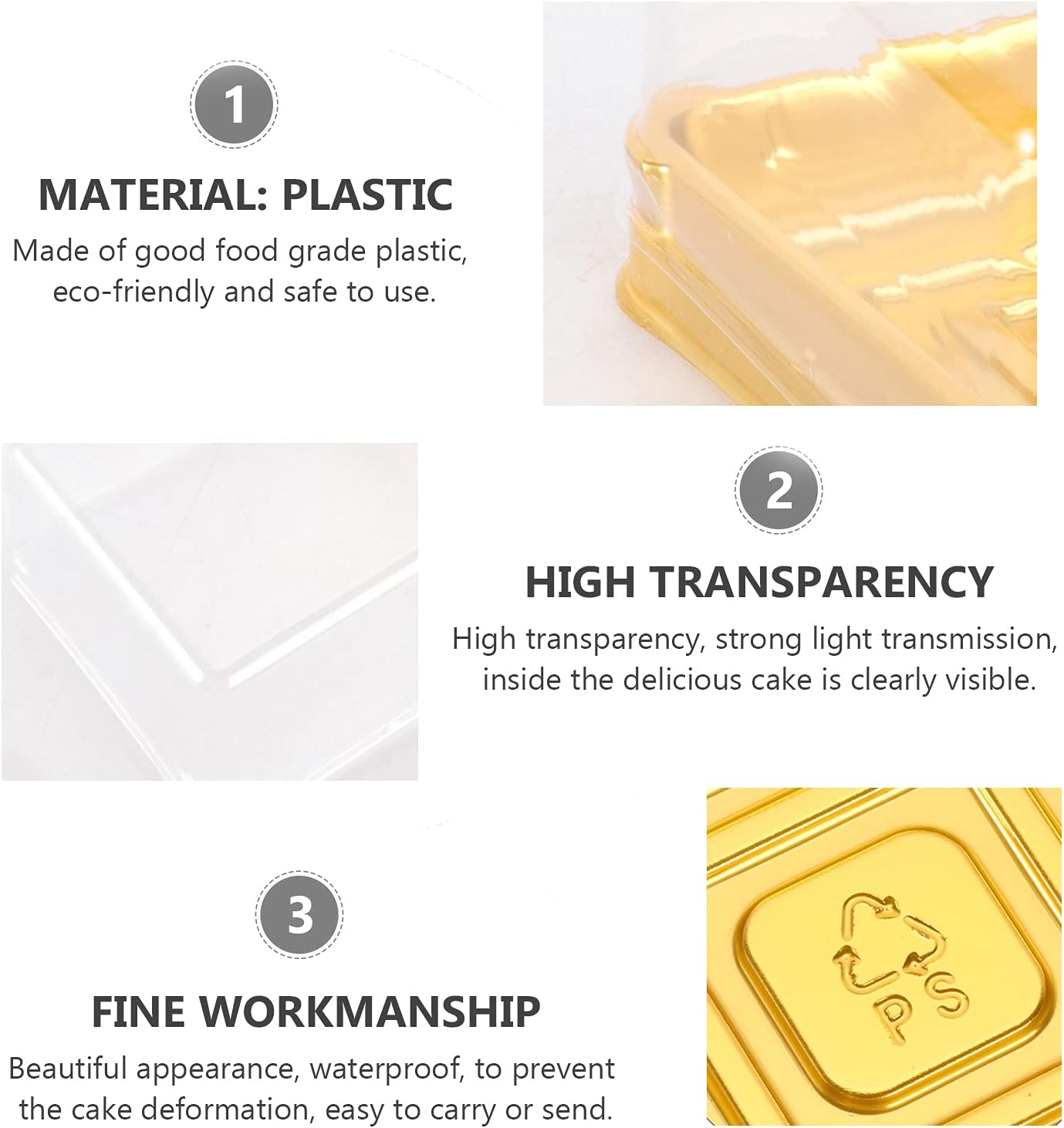 Benran 60 Sets Mooncake Box for 50G/63G/75G/100G/125G, with Macarons-Cookies and Mini-Cake Boxes,Moon-Cake Dessert Box (50G Gold) - Gold image number 6