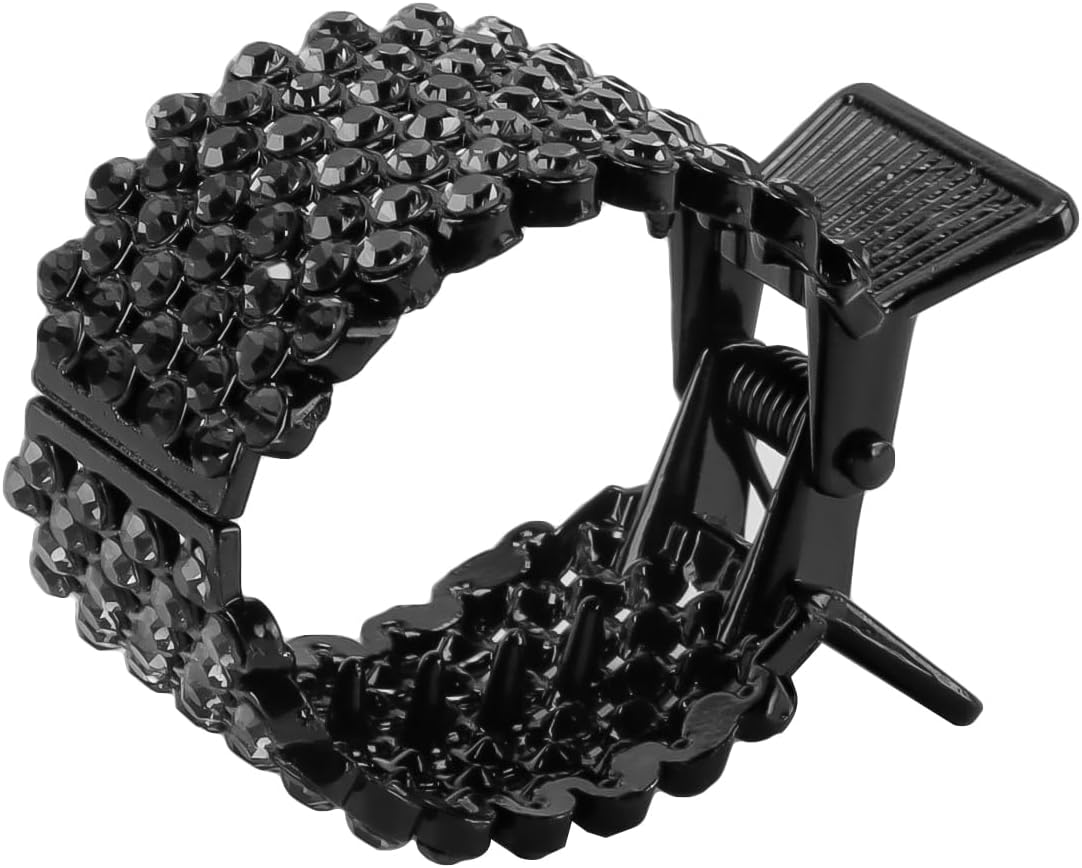 Orivin Small Shark Clips with Rhinestones in 4 Styles - Safe High Ponytail for Thick Long Hair for Women (Gold/Silver/Black/Pearl) image number 1