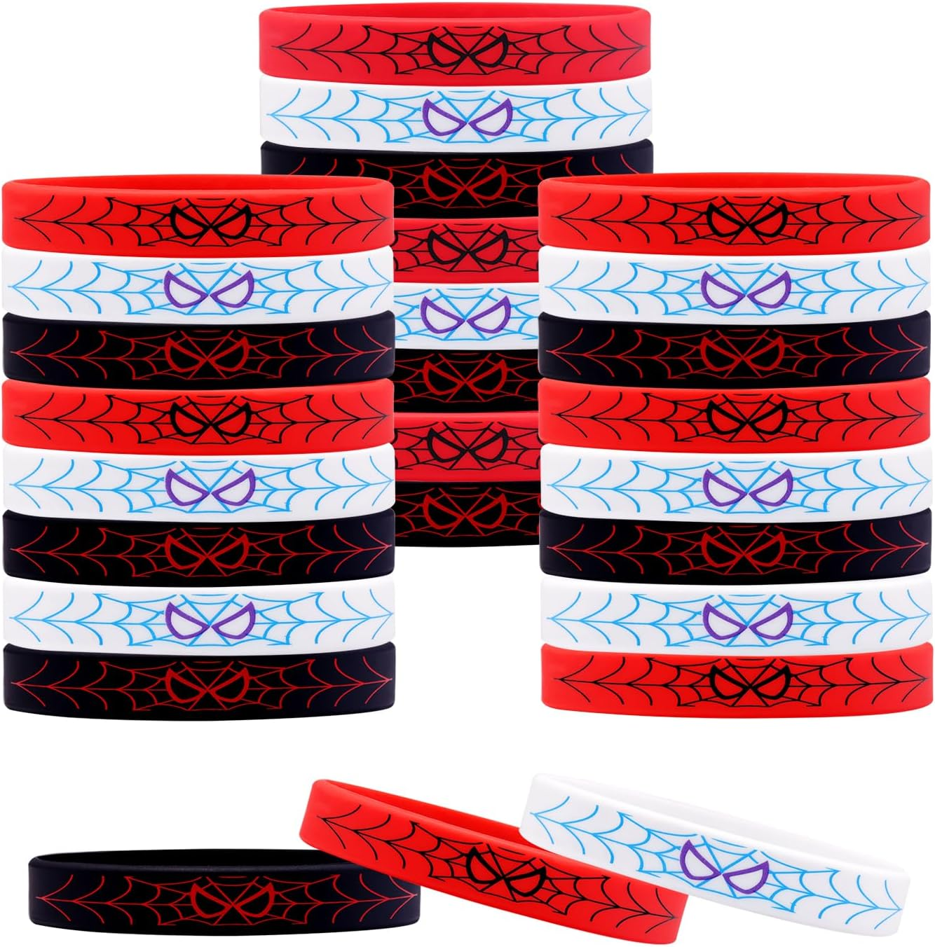 Yisncka 24Pcs Spider Silicone Wristbands Bracelets Hero Spider Party Decorations Supplies for Spider Theme Boys Girl Birthday Party Favors image number 1