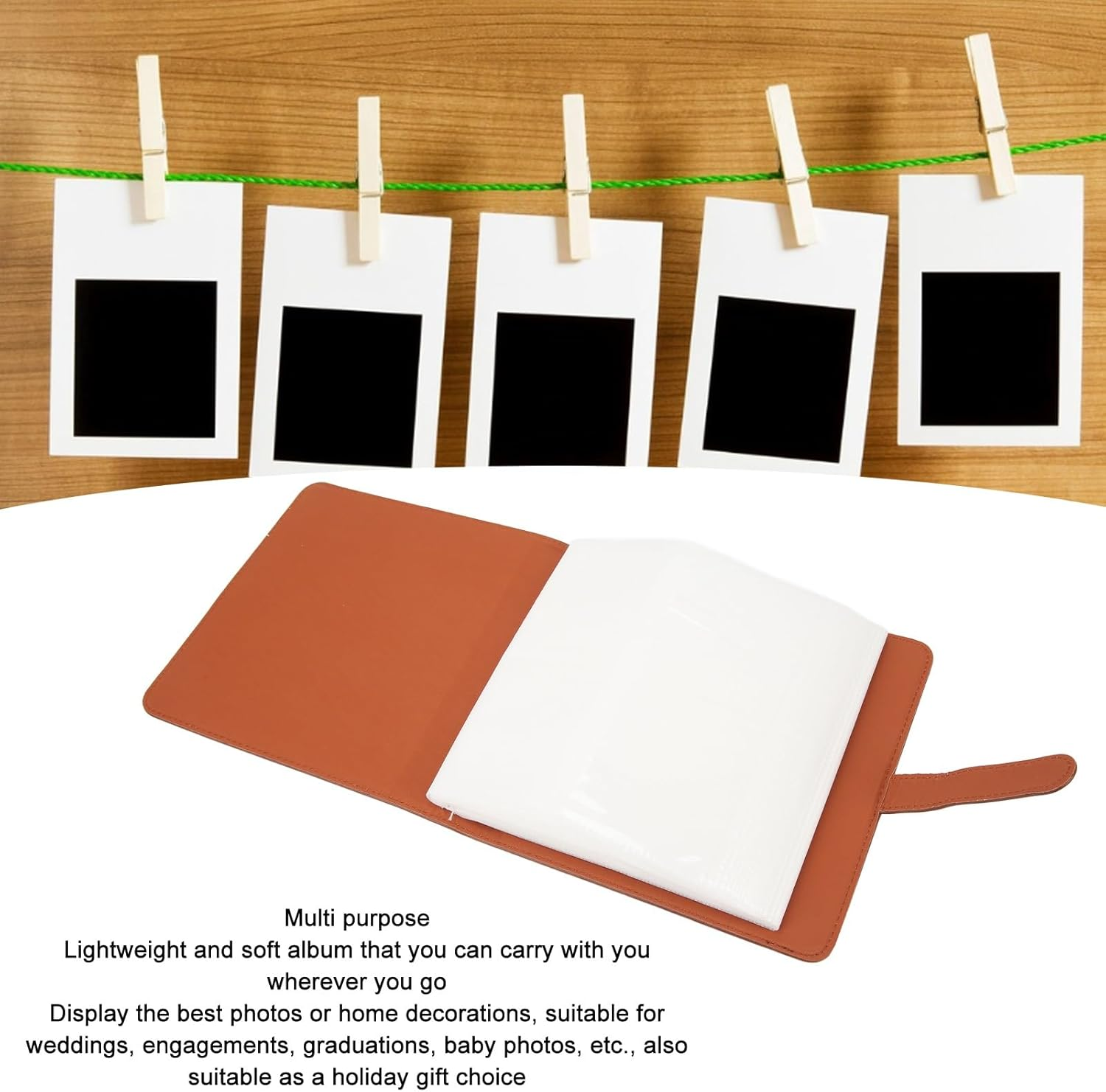 288 Pockets Photo Album for Fujifilm Mini Camera, 3 Inch Album Book PU Leather Photo Album for Mini 12 11 Instant Camera (Brown) image number 3