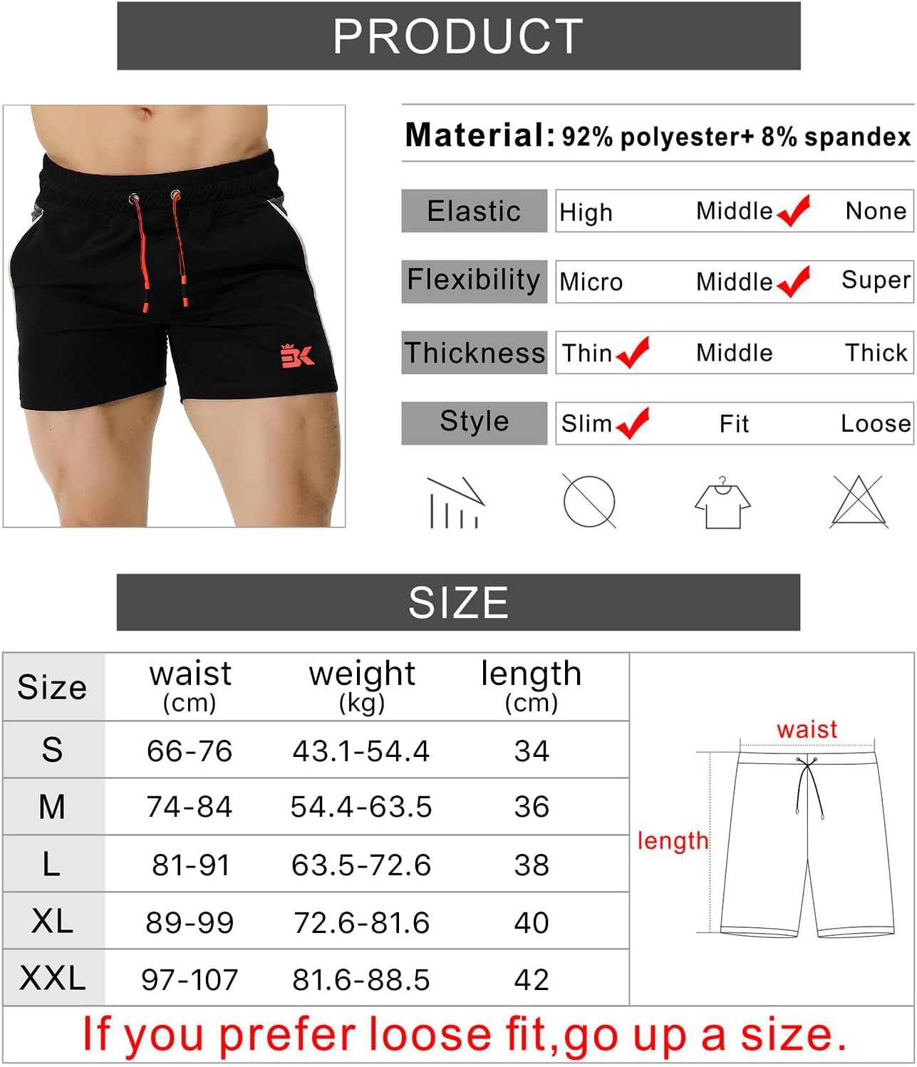 BROKIG Men'S Gym Sport Shorts, Lightweight Workout Fitness Running Shorts 5" Quick Dry Exercise Bodybuilding Shorts Zip Pocket image number 4