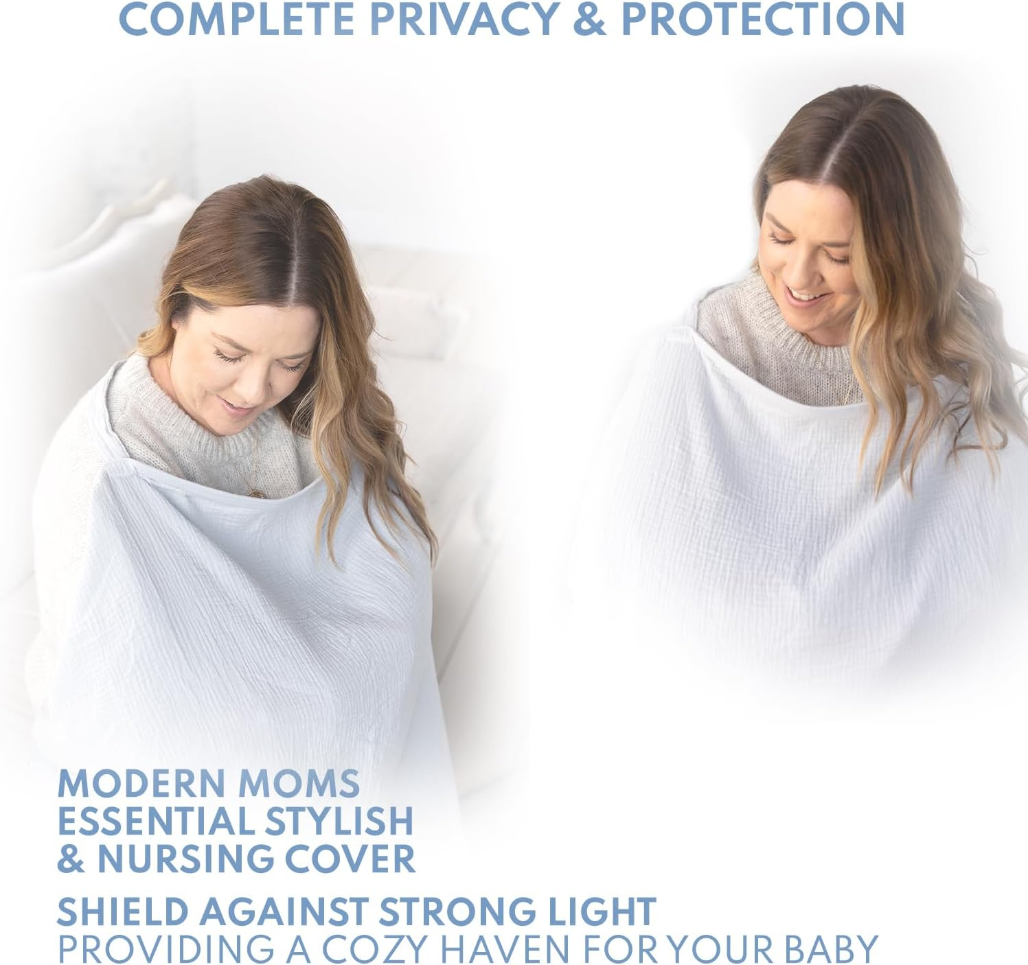 ACTIVE BABY Nursing Cover for Breastfeeding Mom with Adjustable Hoop for Hand Free Breathable Nursing Cover up | 100% Muslin Cotton Light Weight Breastfeeding Cover Wrap Shawl Scarf (Evaporation Gray)