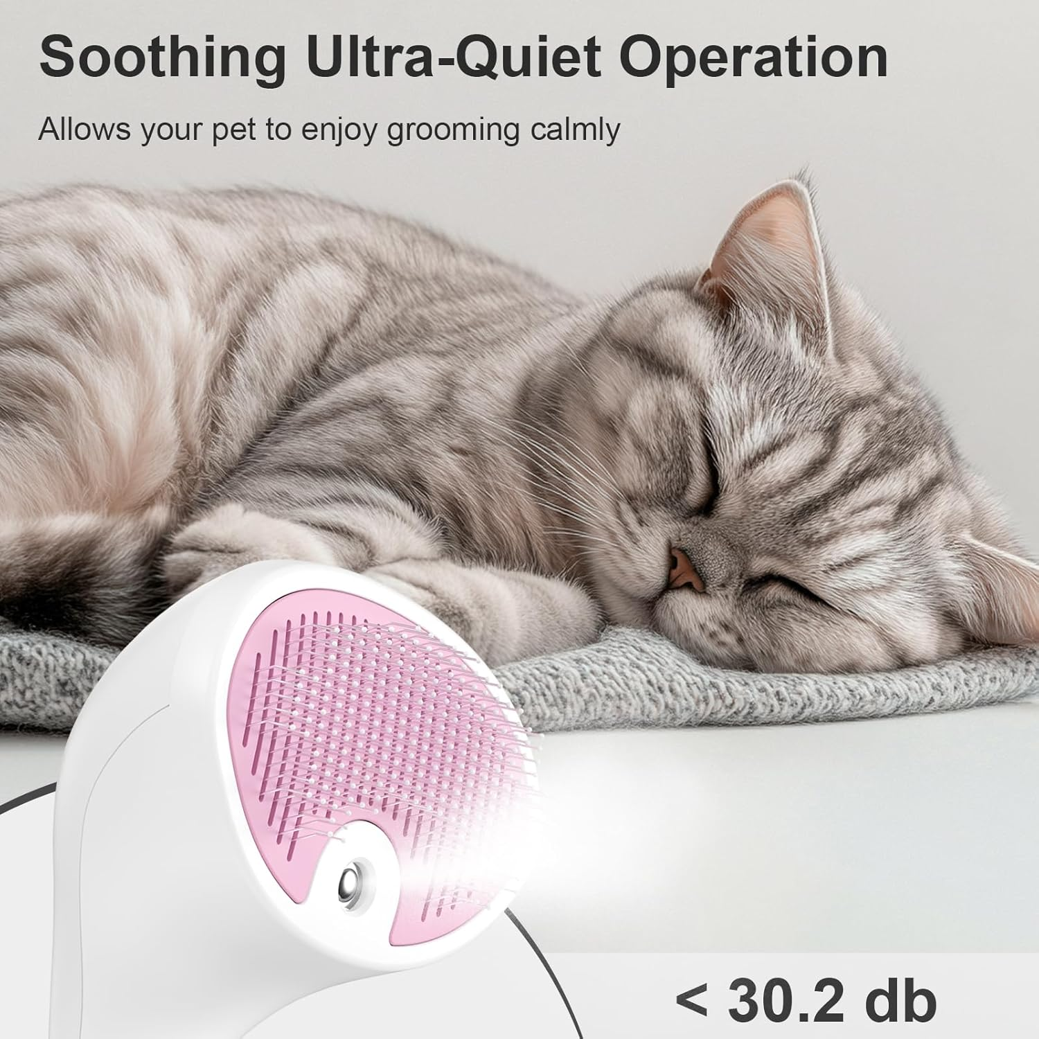 Euqvunn Cat Brush with Steam with Release Button, Ultra Quiet Design/Comfort Handle, Pet Steam Brush, Cat Steamy Brush, Dog Brush, Rechargeable Cats with Spray for Cats, Dogs, Rabbits image number 4