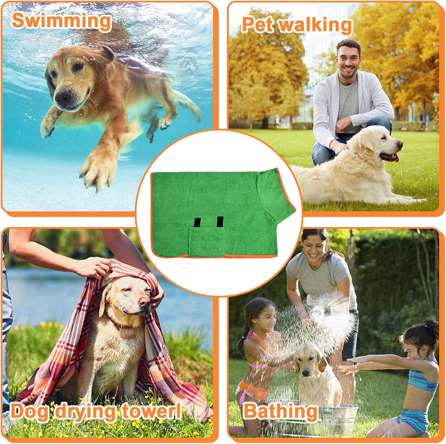 Drying Dog Coat, Dog Pet Bathrobe Towel, Absorbent Dog Drying Coat, Quick Drying Bath Towel, Dog Towel for Drying Medium Large Dogs image number 5