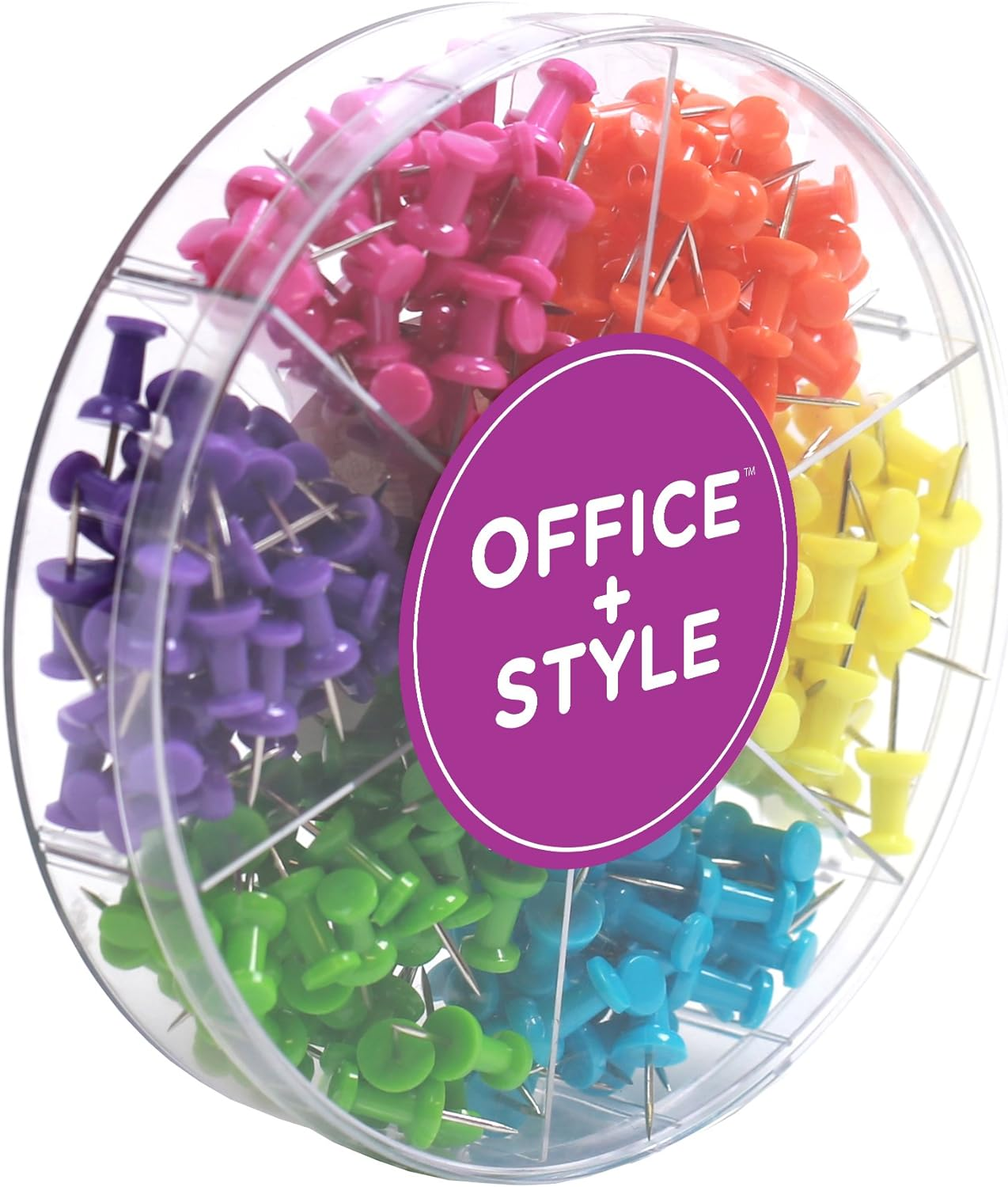 Decorative Multi-Colored Push Pins for Home & Office, Six Colors for Different Projects in Reusable Organizing Container, 240 Pieces, by Office Style, Standard (A1-240PCSCLRPP) image number 3
