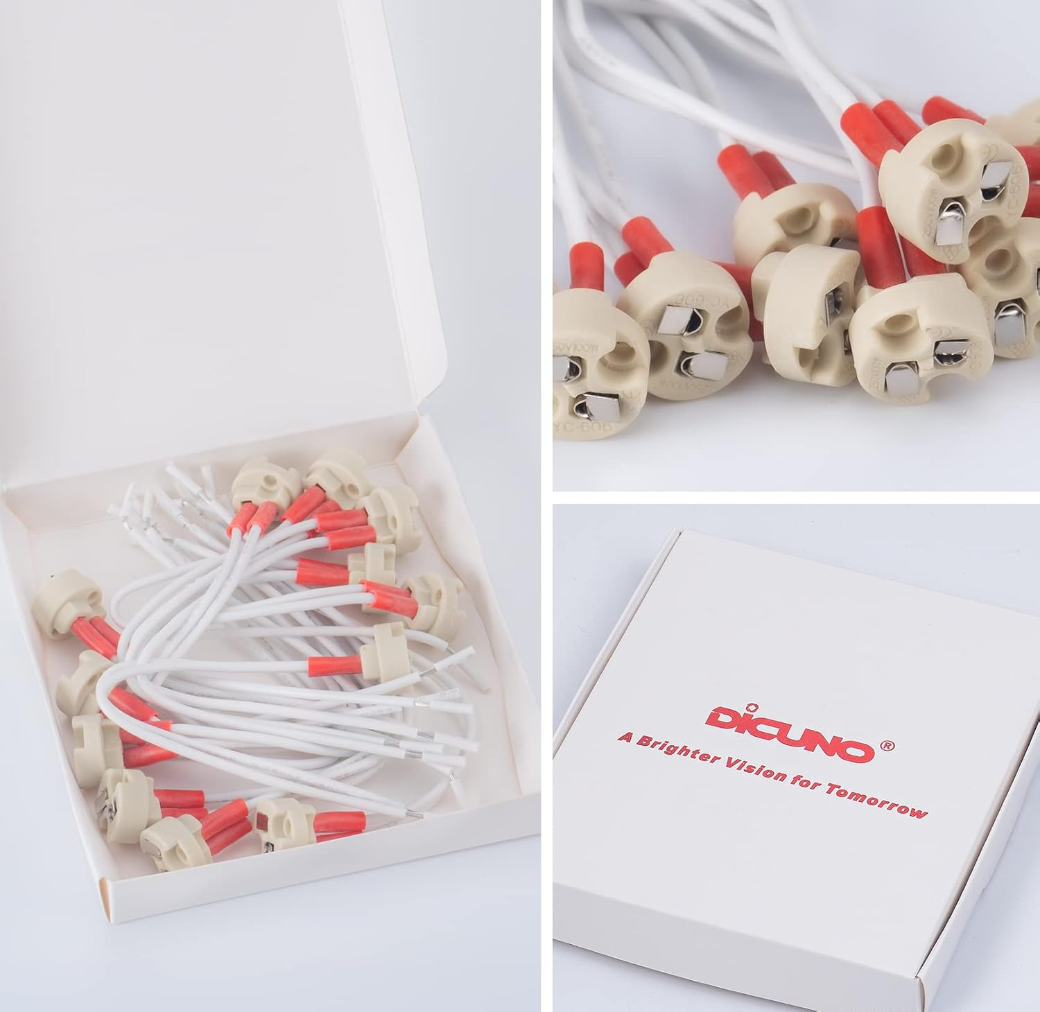 Dicuno (6-Pack) Bi-Pin Base, Lamp Holder G4, G6.35, GY6.35, GX5.3 MR16, GZ4 MR11, GU5.3, Led Bulb Socket, Ceramic Body image number 4