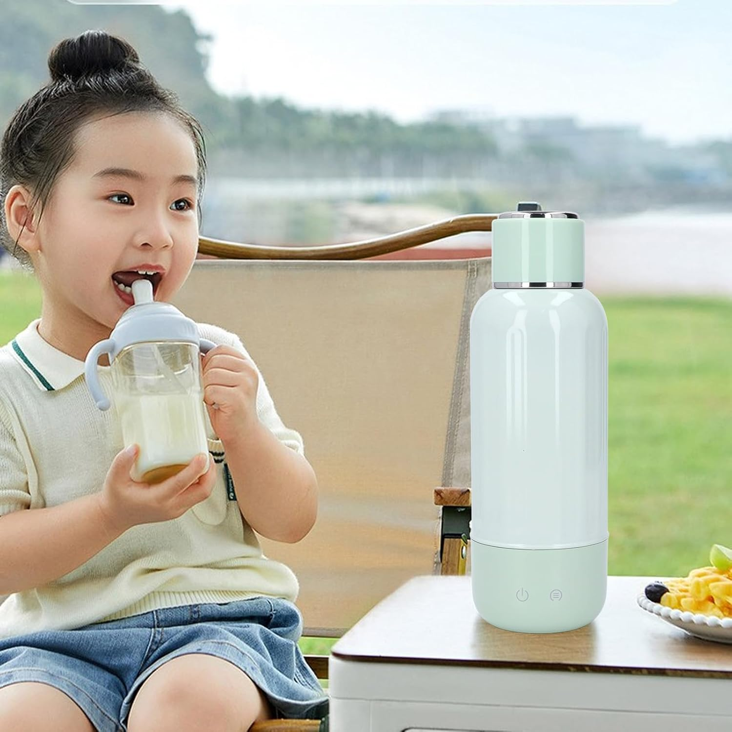 Portable Bottle Warmer for Travel, Milk Warmer with Cordless Fast Heating & 316 Stainless Steel for Breast Milk, Water, Travel Electric Kettle Water Boiler for Vehicle, Car image number 3