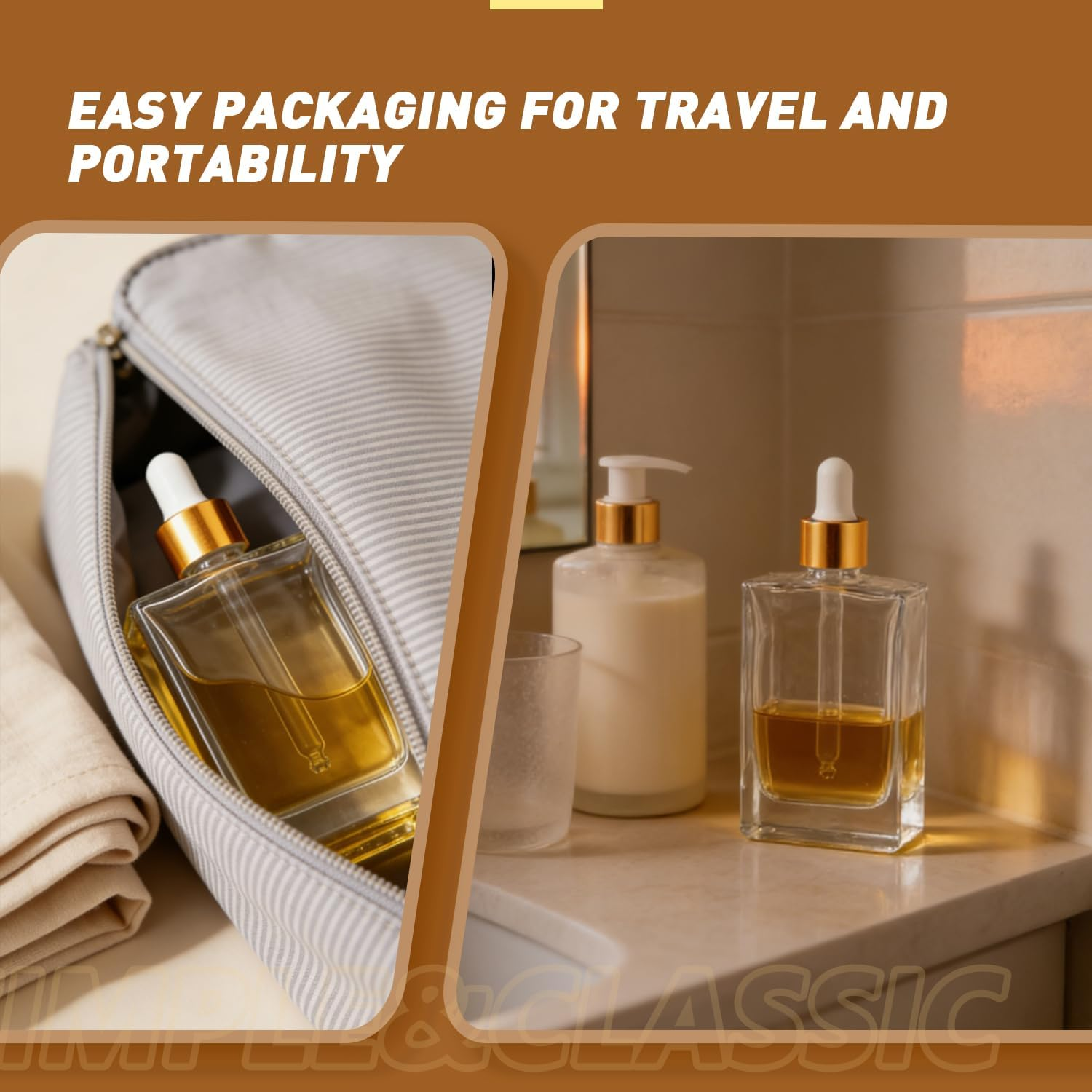 VASANA 2Pcs 50Ml/1.7Oz Empty Clear Square Glass Dropper Bottles with Gold Eye Dropper Refillable Essential Oils Bottles Perfumes Sample Vials Travel Cosmetic Container image number 5