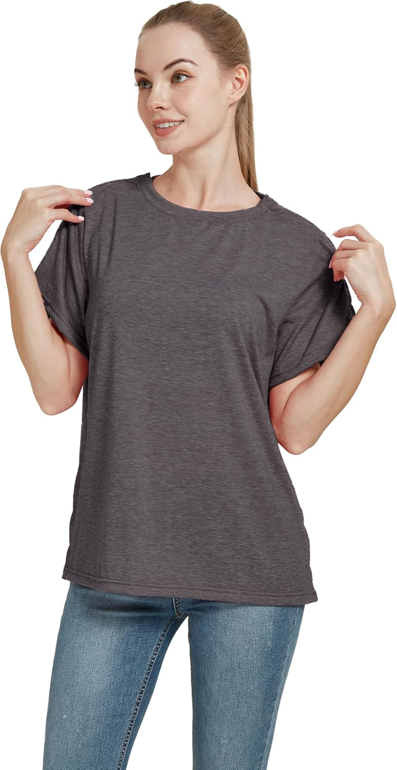 Blamoche Post Shoulder Surgery Shirt, Women'S Short Sleeve Shirt with Premium Snap, Chemo Clothing image number 4