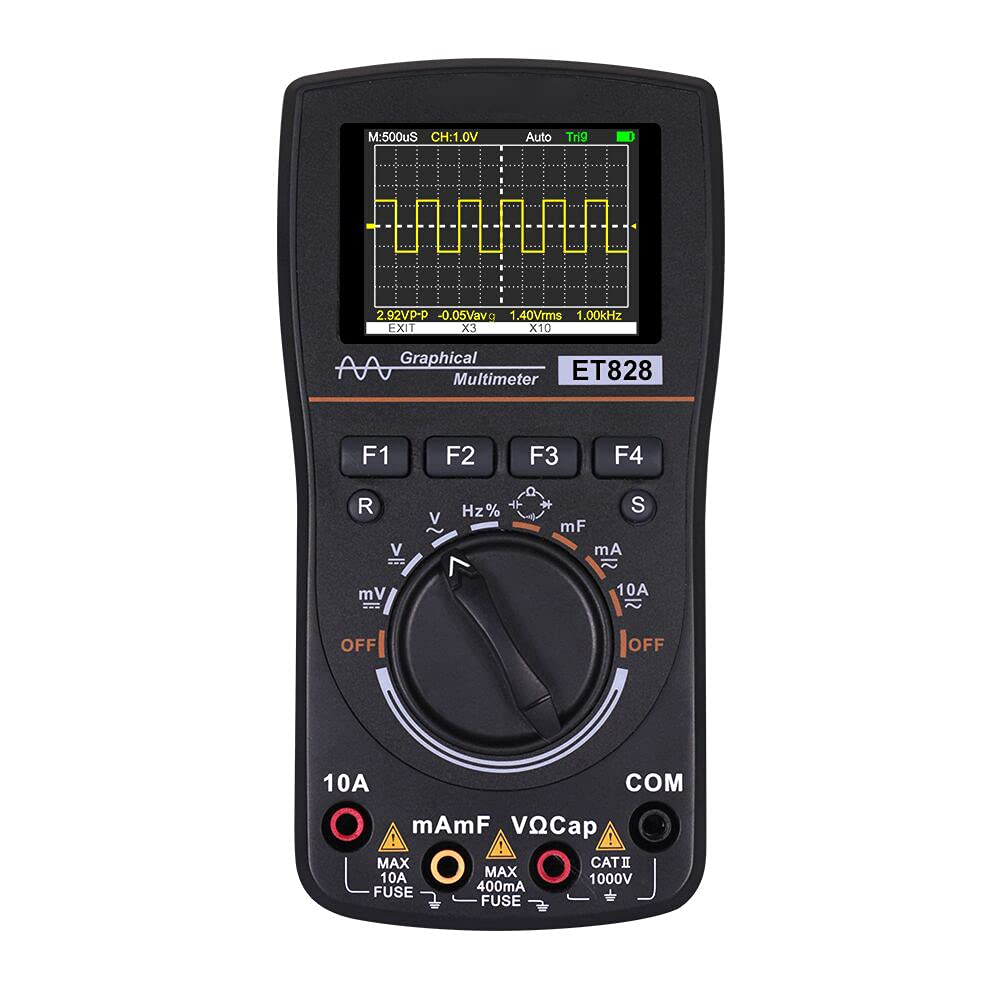 ET828 Intelligent Graphical Digital Oscilloscope Multimeter 2 in 1 with 2.4 Inches Color Screen 1Mhz Bandwidth 2.5Msps Sampling Rate for DIY and Electronic Test image number 5